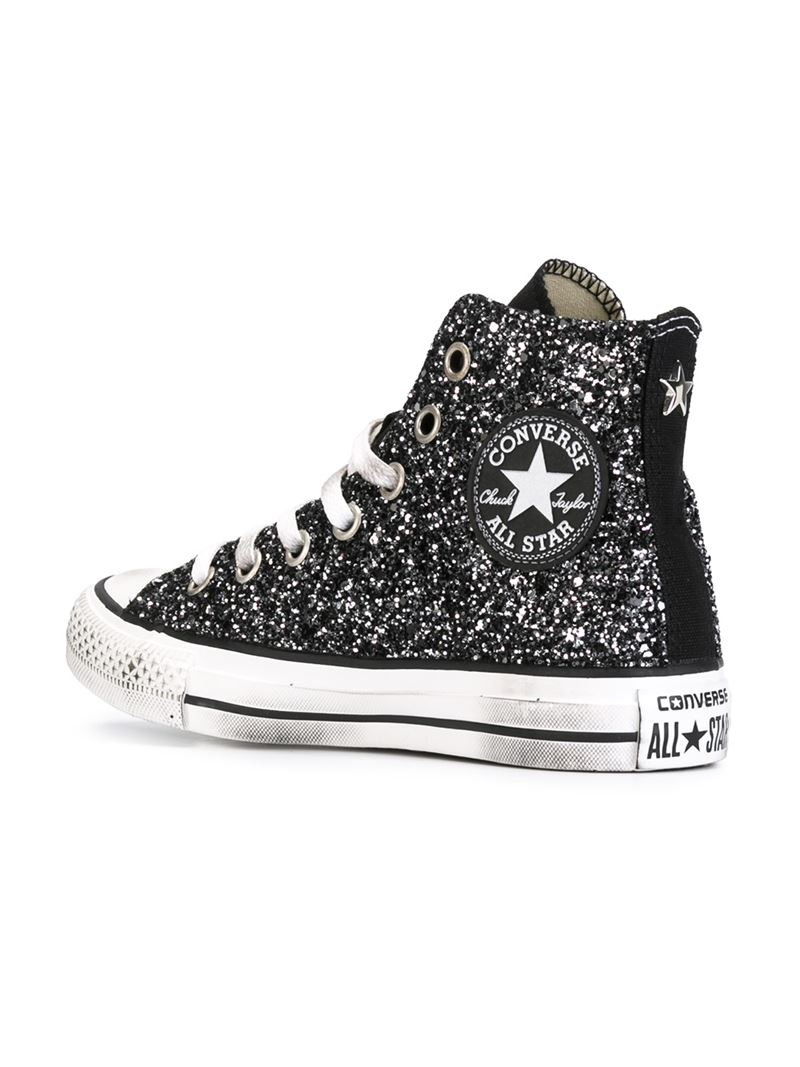 converse all star glitter nere