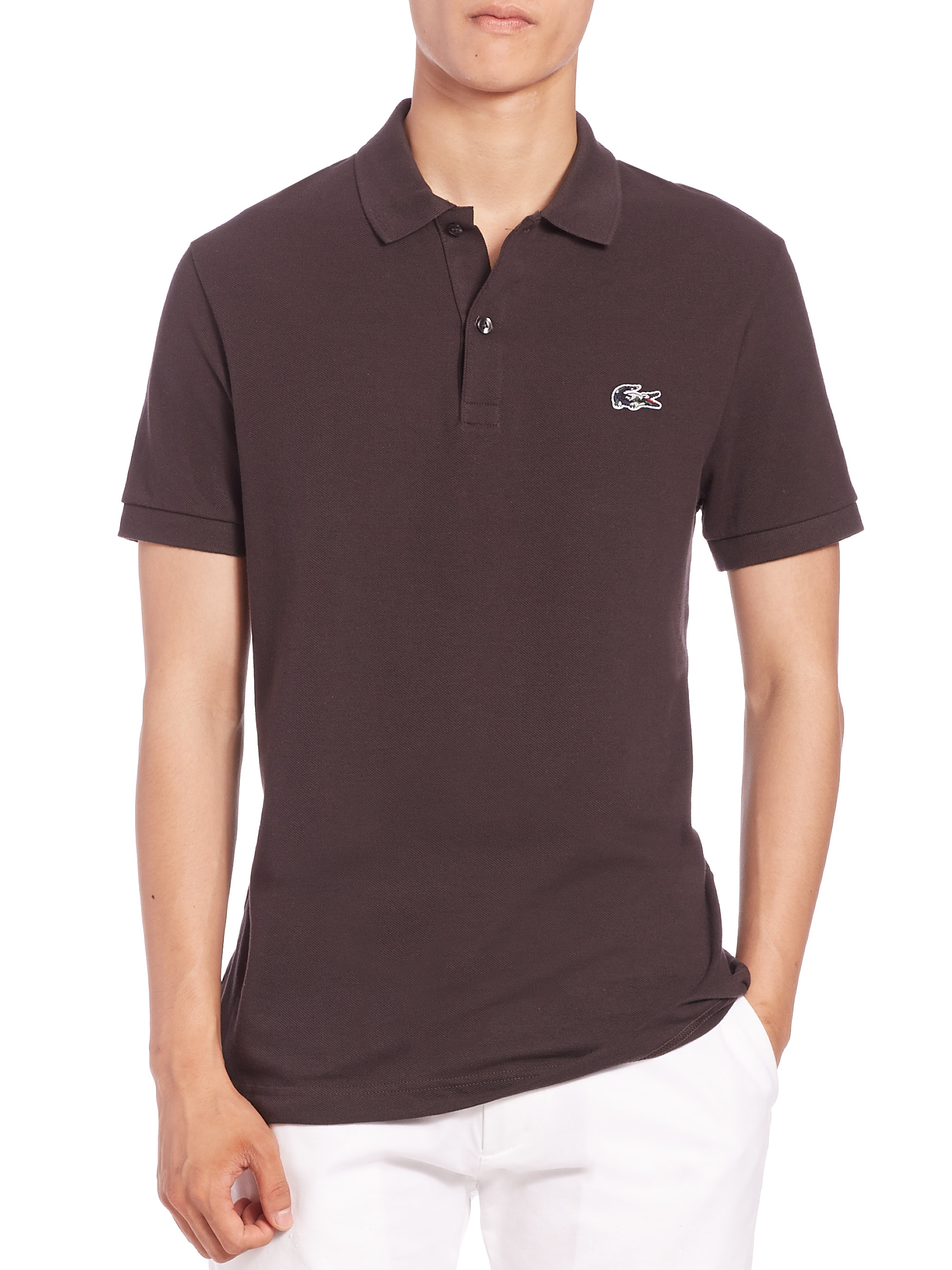 lacoste polo shirt brown