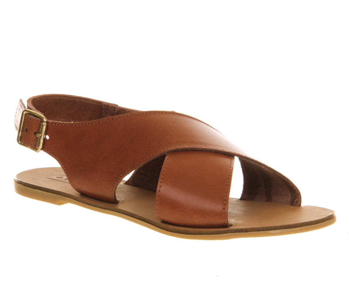 tan cross strap sandals