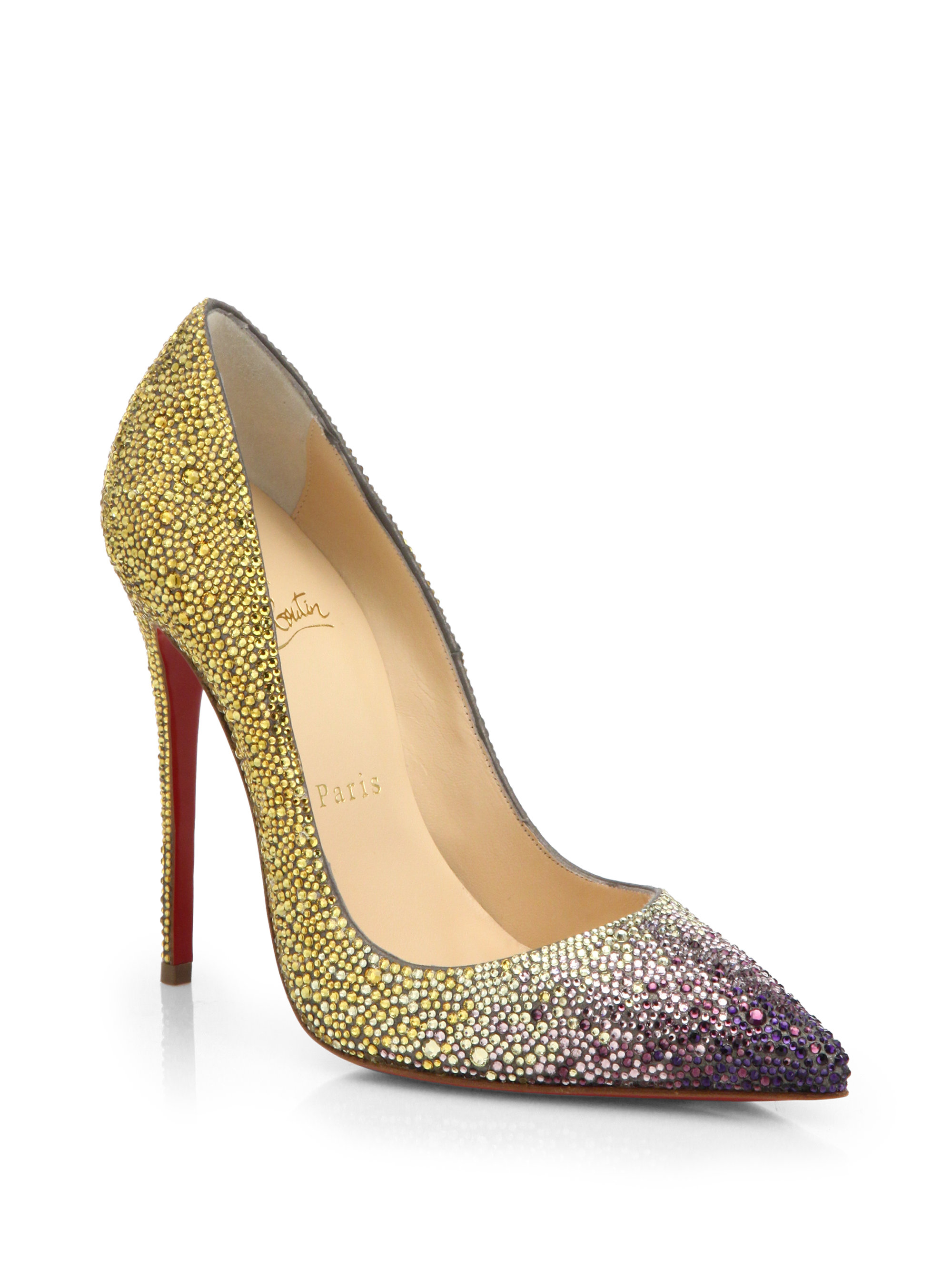 Lyst - Christian Louboutin So Kate Ombré Embellished Leather Pumps in ...