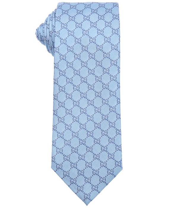 Lyst - Gucci Baby Blue Logo Patterned Silk Tie in Blue for Men