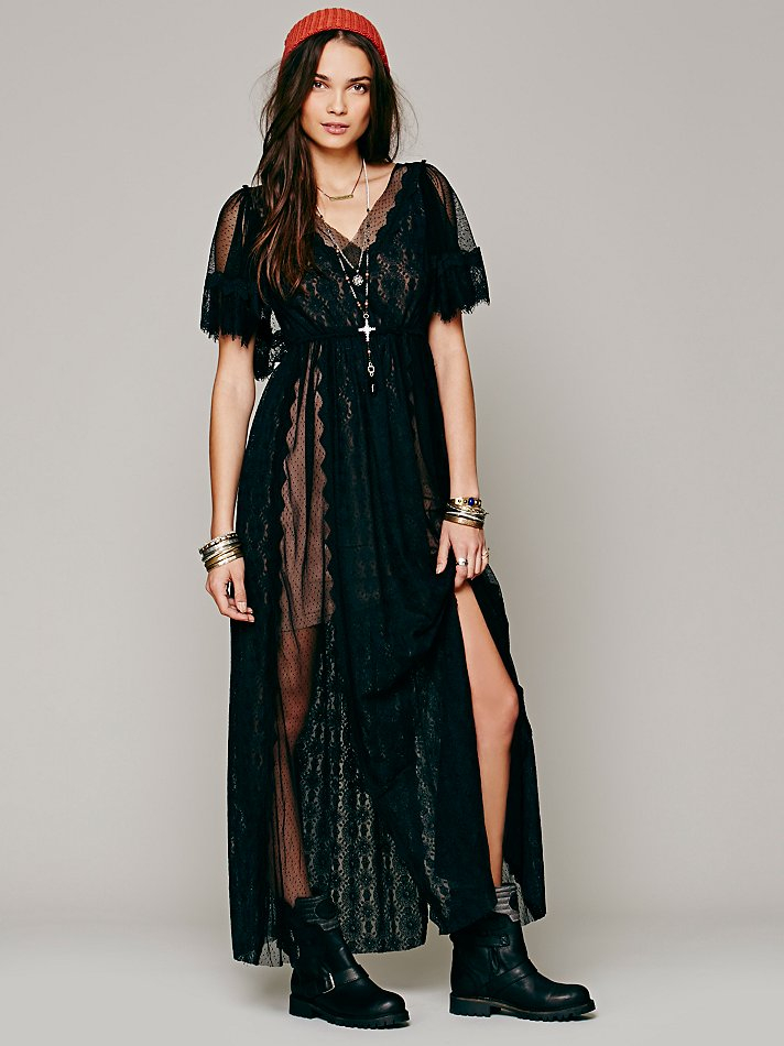 Free People Witchy Woman Maxi Dress in Black | Lyst