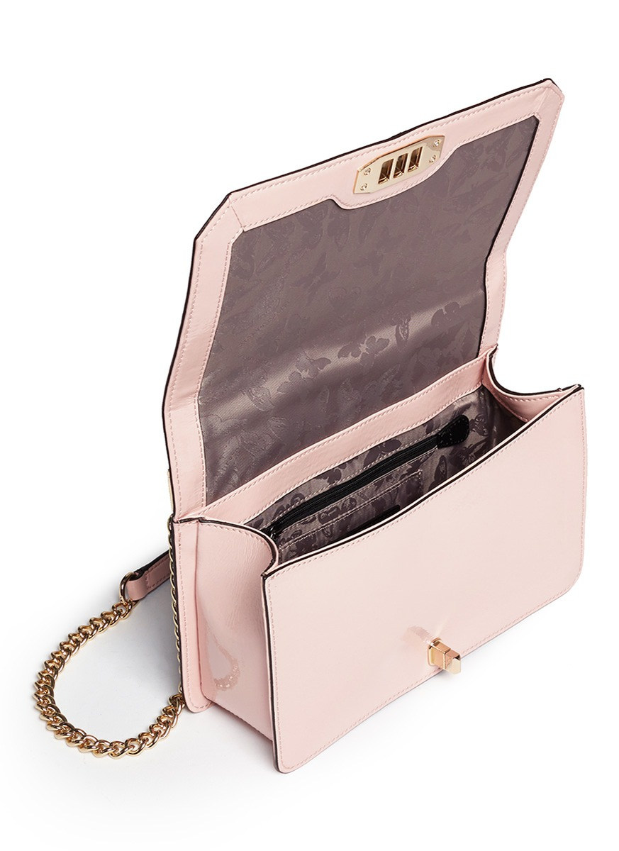 Rebecca Minkoff &#39;love&#39; Chevron Quilted Patent Leather Crossbody Bag in Baby Pink (Pink) - Lyst