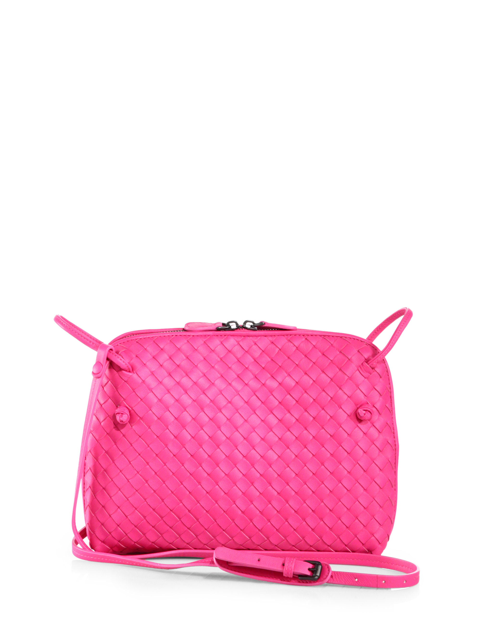 Lyst Bottega Small Leather Messenger Bag in Pink