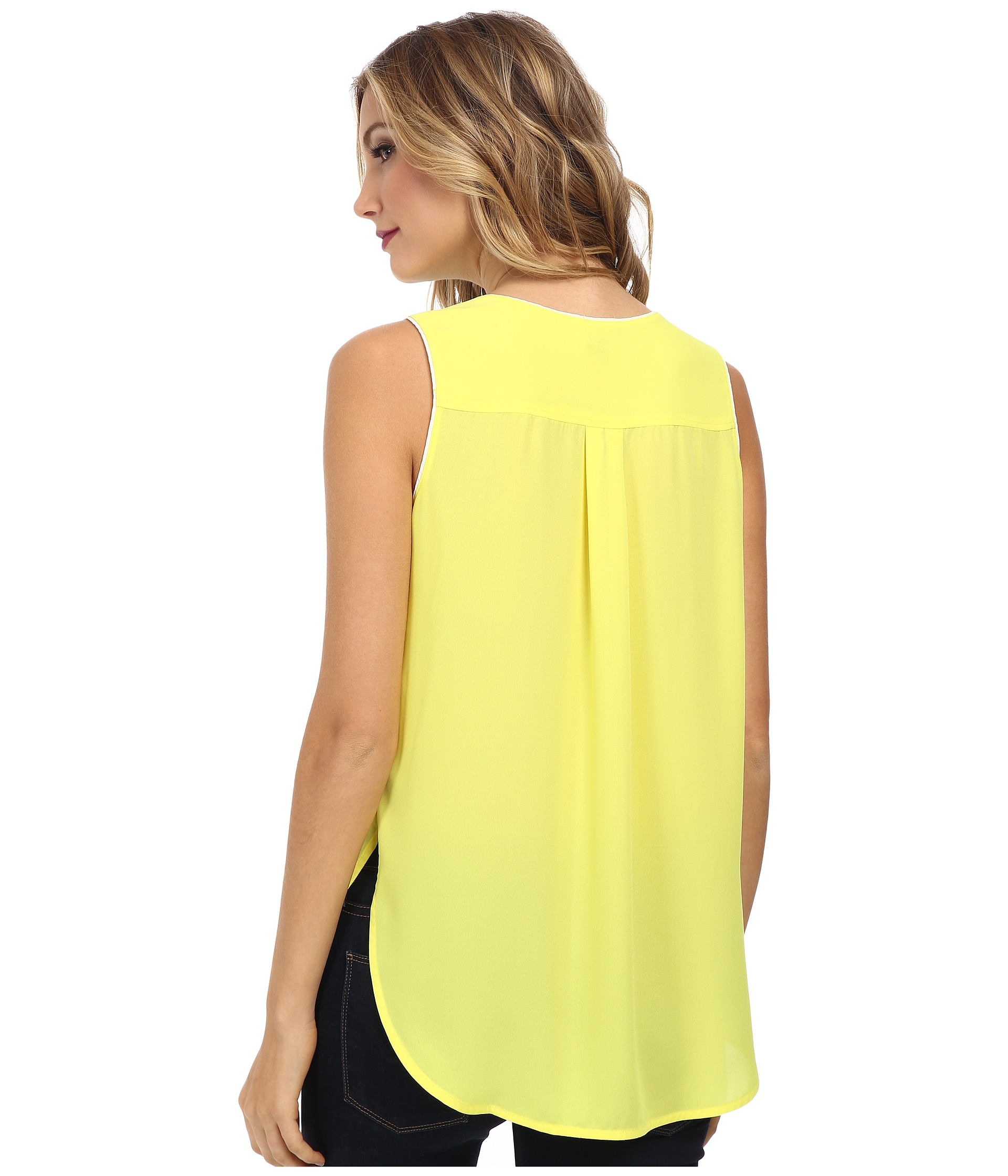 short sleeve yellow blouse