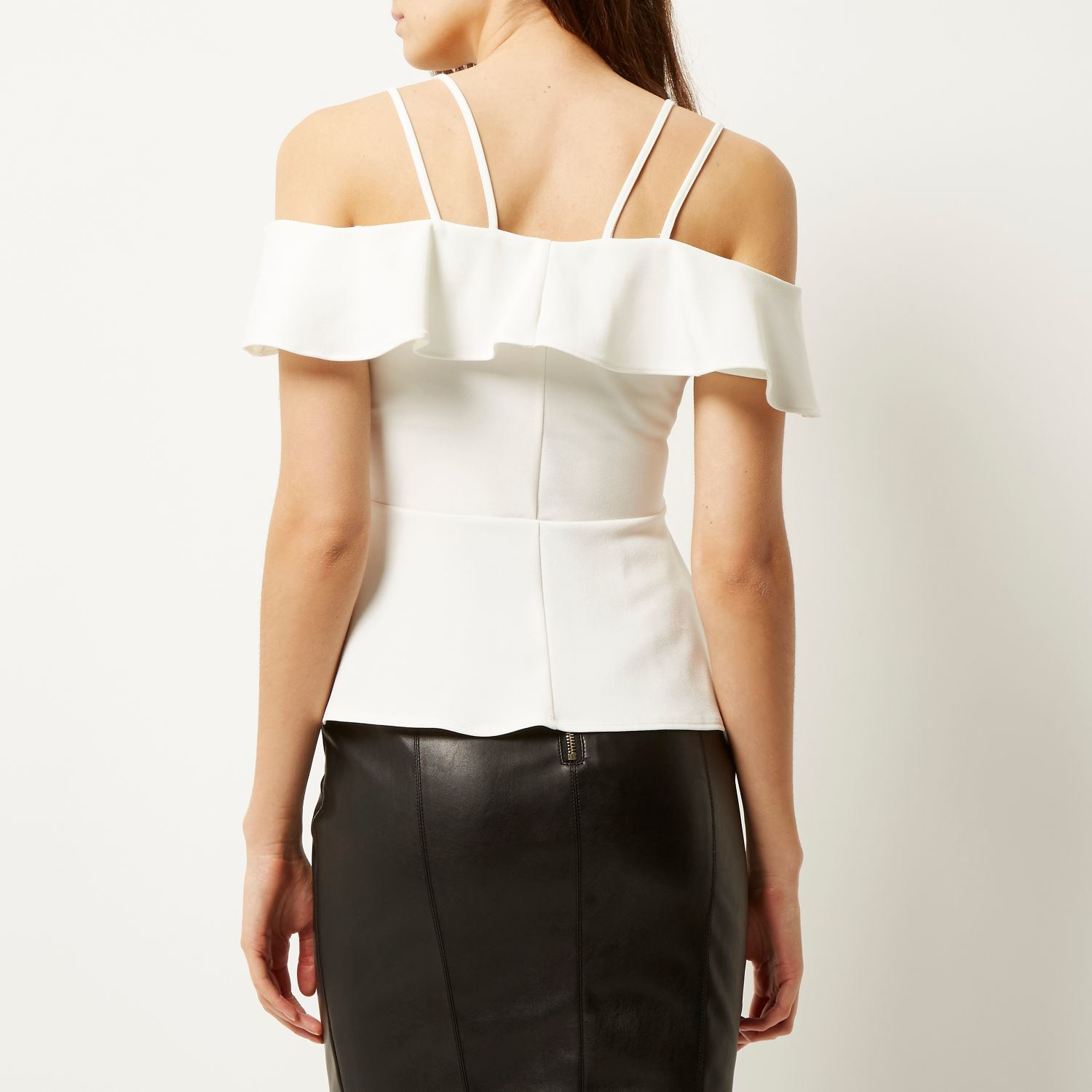 white bardot peplum top