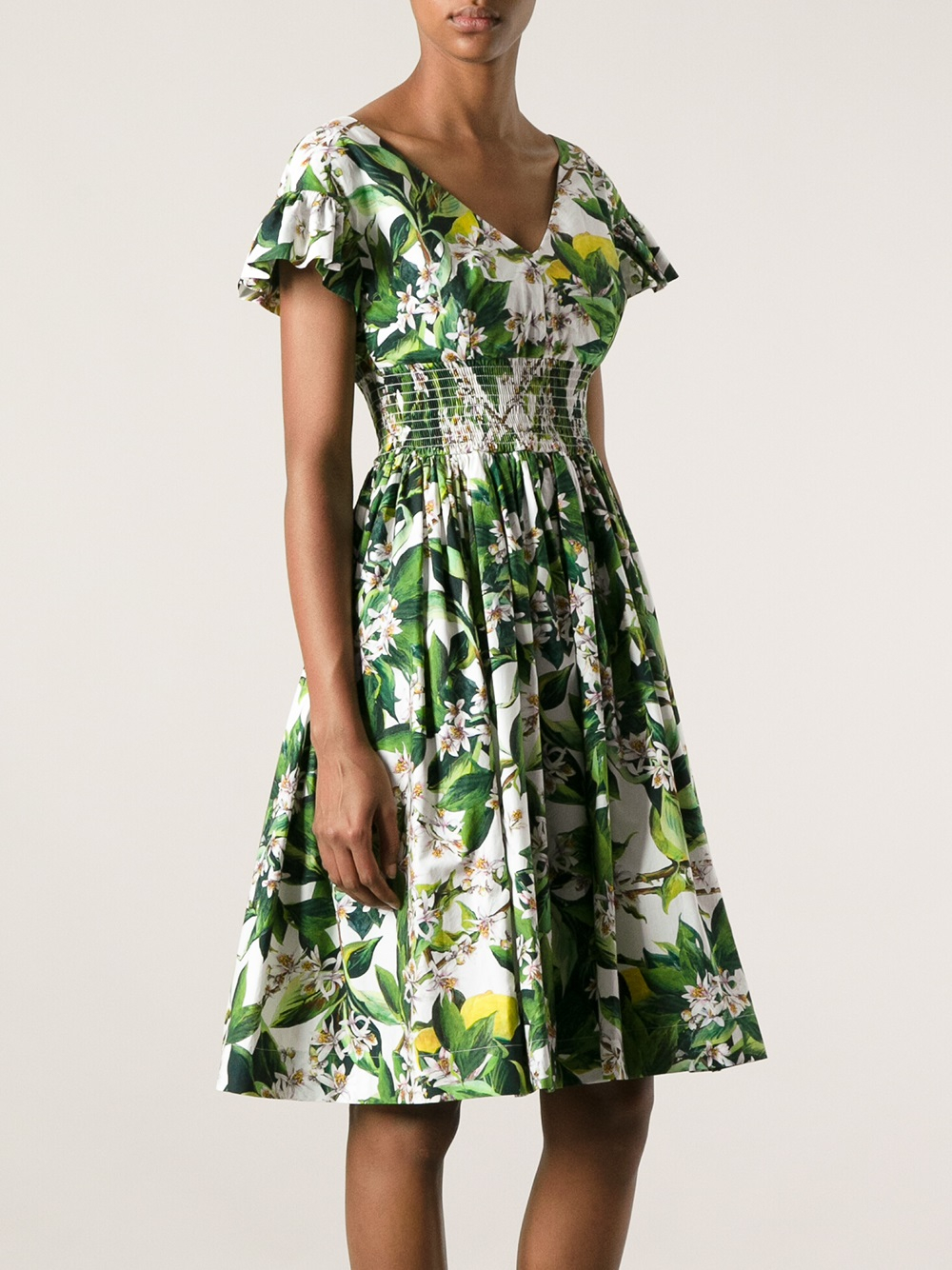 dolce and gabbana green floral dress
