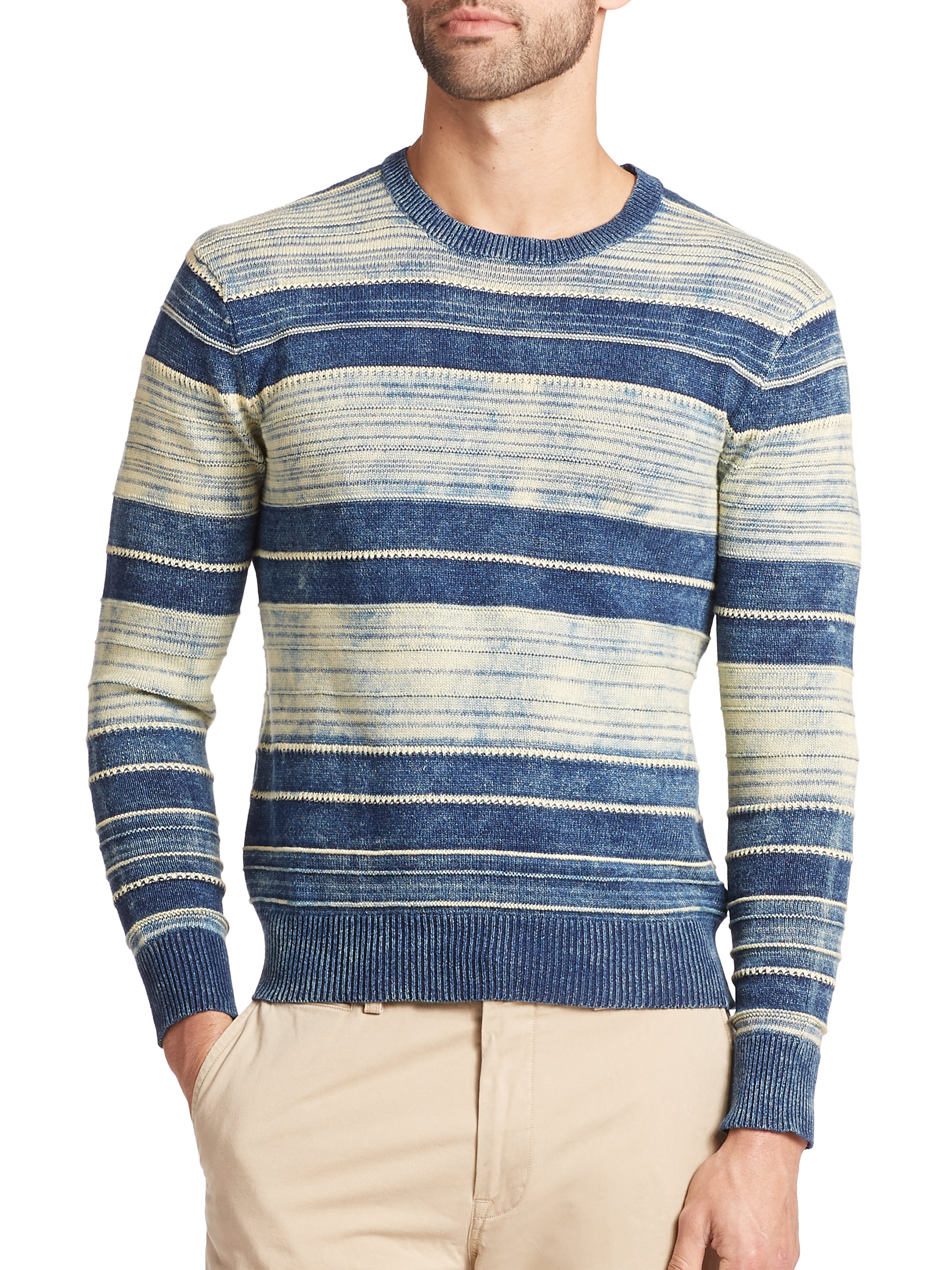 Polo ralph lauren Indigo-dyed Cotton Sweater in Blue for Men | Lyst