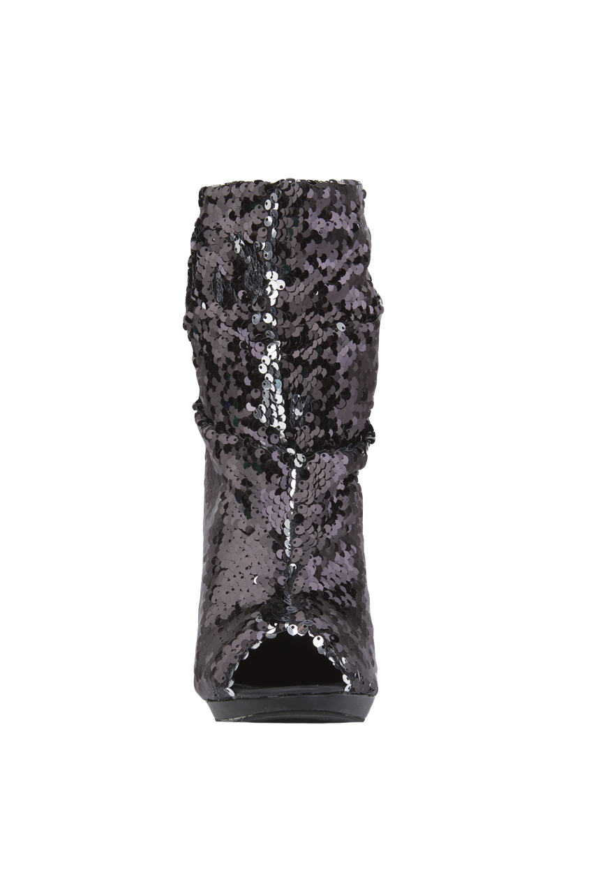peep toe sequin booties