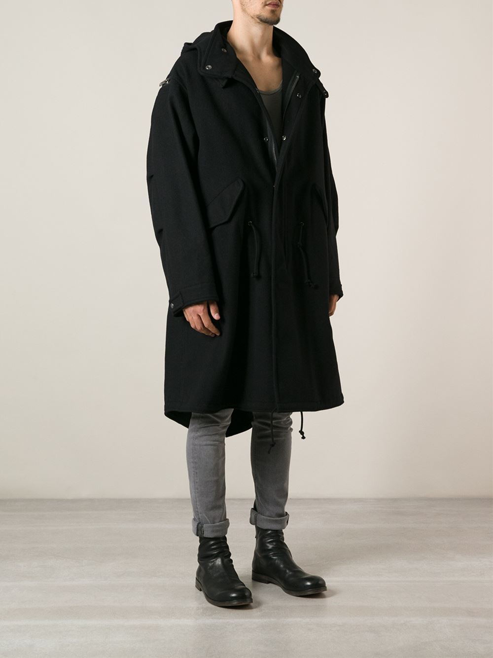 Lyst - Yohji yamamoto Oversize Hooded Coat in Black for Men
