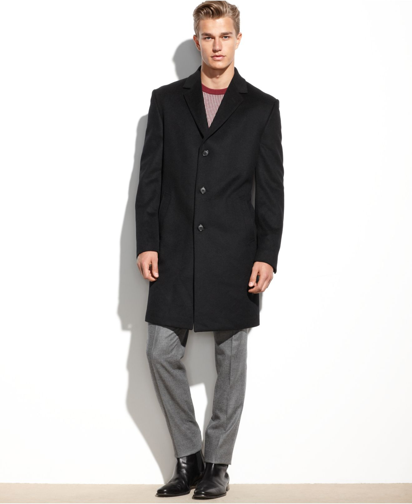 Kenneth cole reaction Raburn Wool-blend Over Coat Slim-fit in Black for ...
