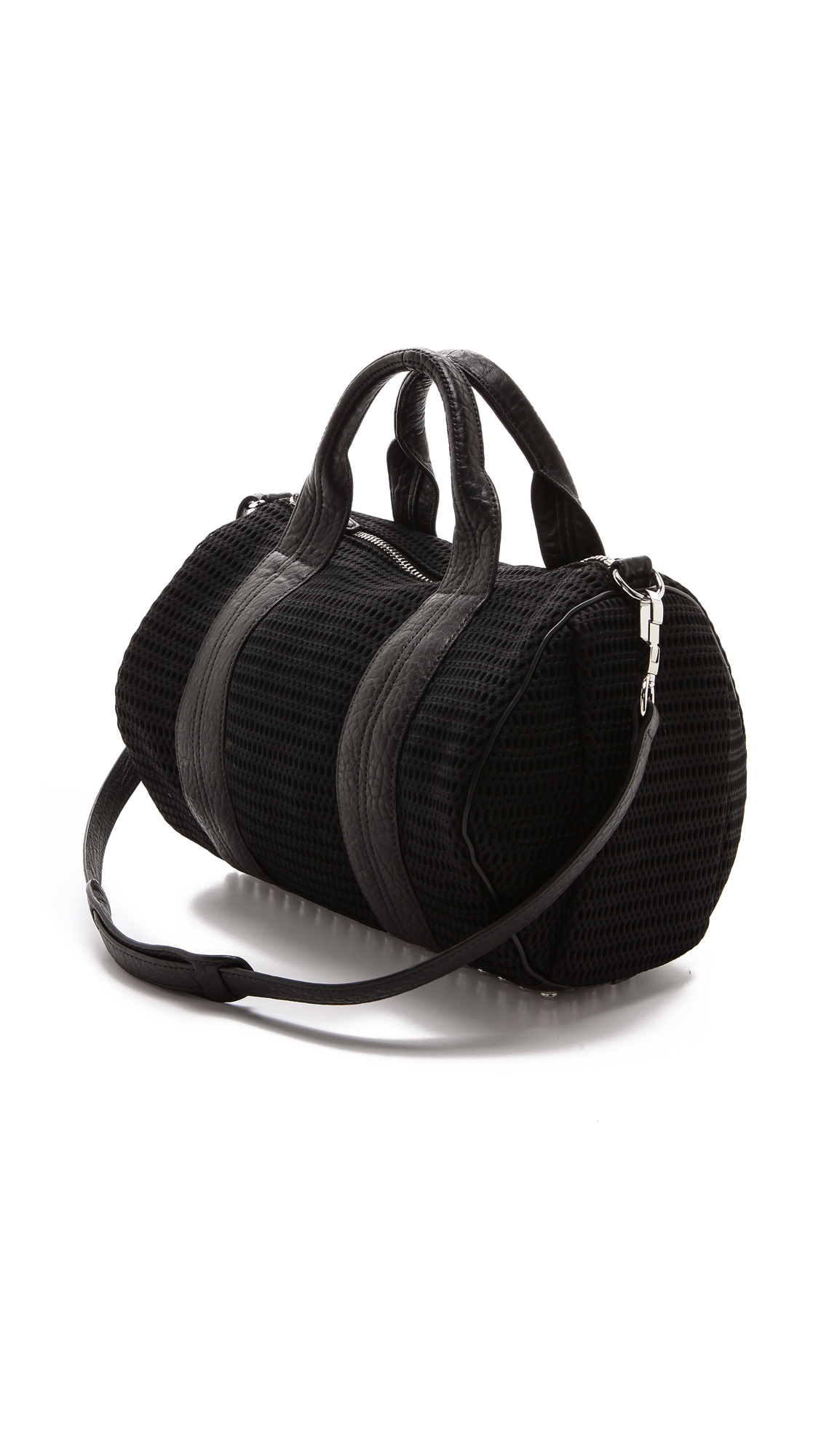Lyst Alexander Wang Rocco Mesh Duffel Bag with Rhodium Hardware Black