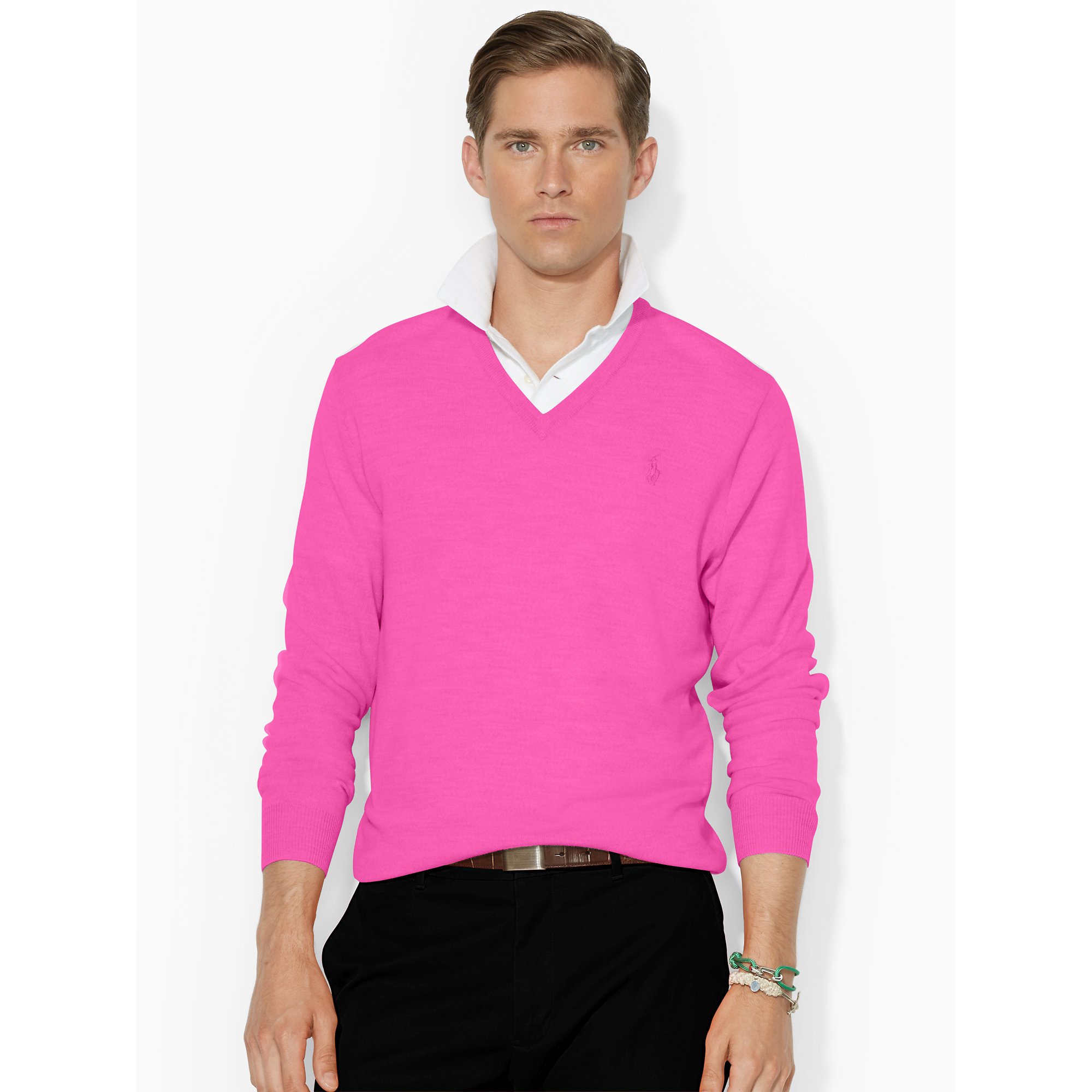 Ralph Lauren Merino Wool Half-zip Sweater in Bright Fuschia (Pink) for ...