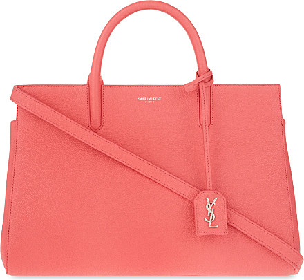 Saint laurent Cabas Rive Gauche Small Leather Tote in Pink (Rose ...
