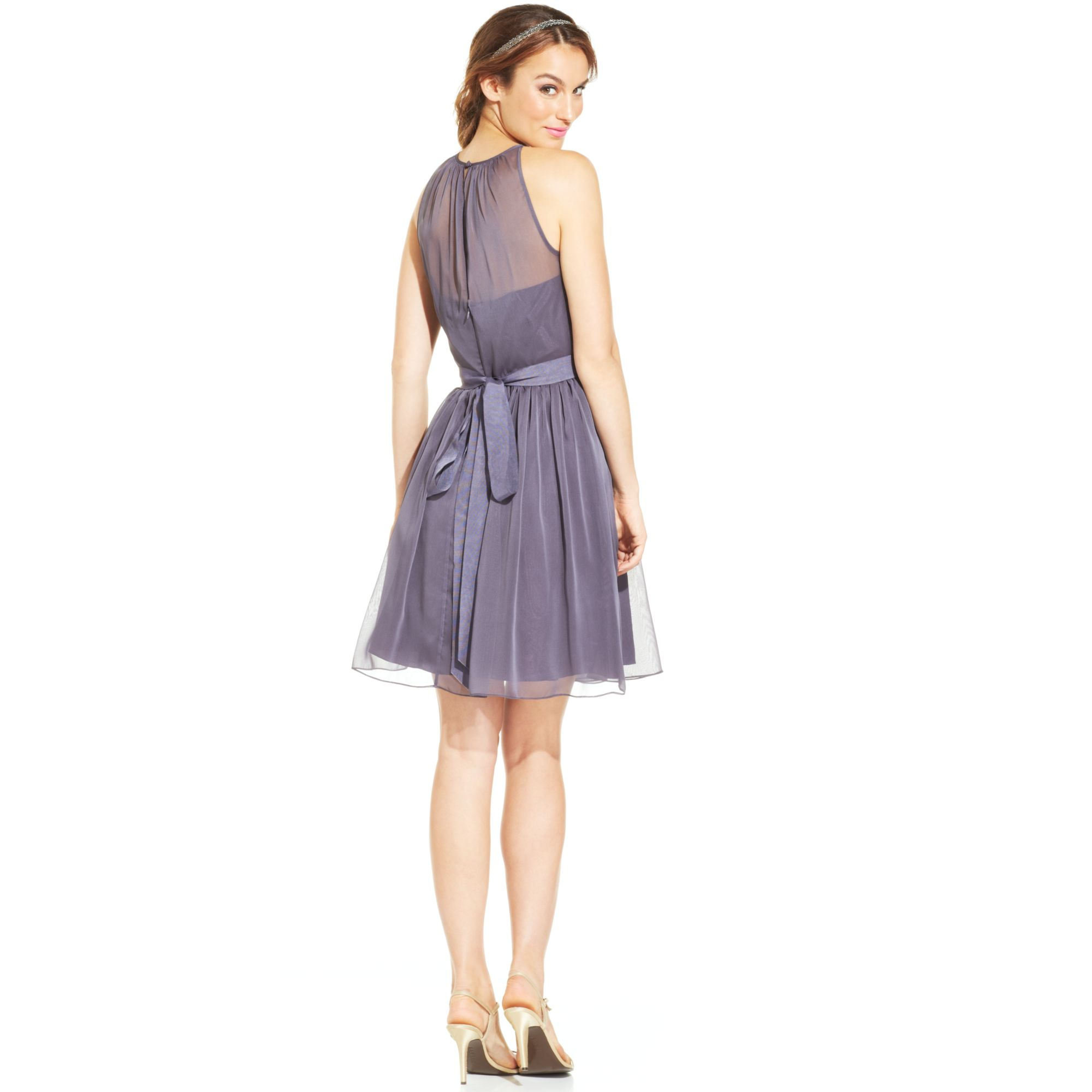 Adrianna papell Belted Chiffon Halter Dress in Purple ...