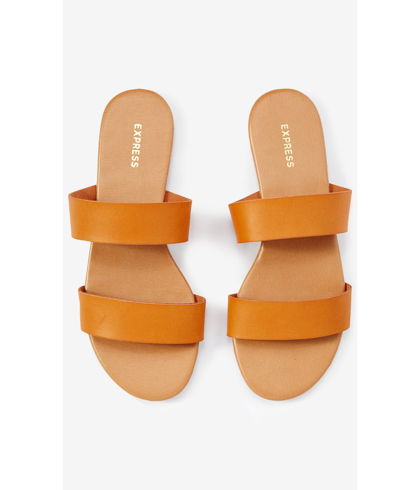 Express Two Strap Slide Sandals in Cognac (Brown) - Lyst