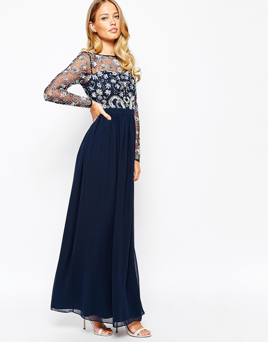 embellished maxi dresses with sleeves