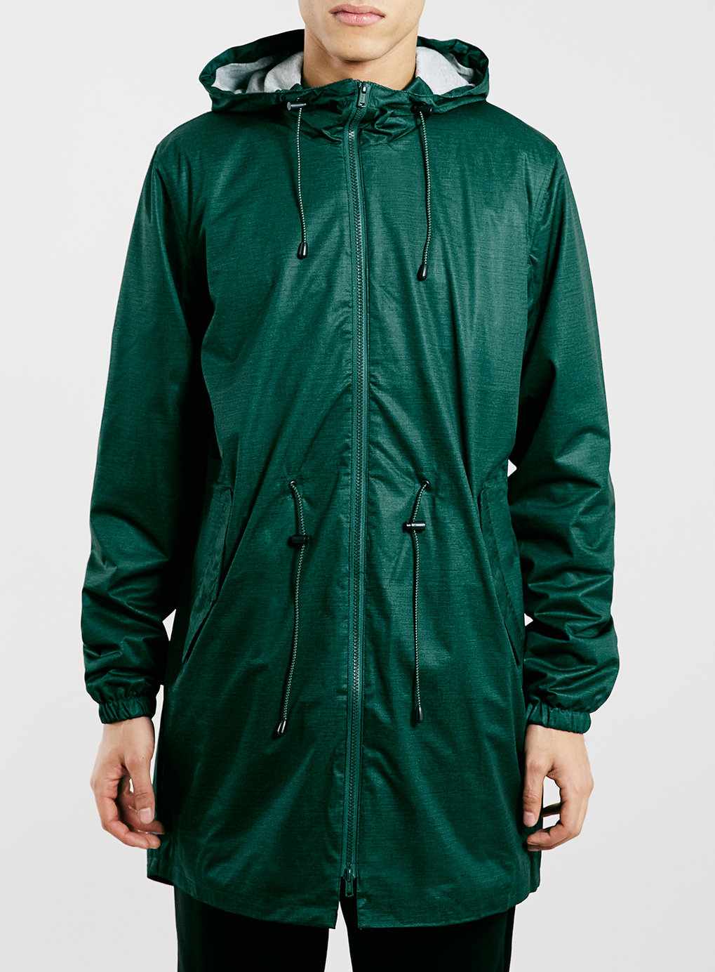 Topman Green Jersey Parka Jacket in Green for Men (Multi) | Lyst