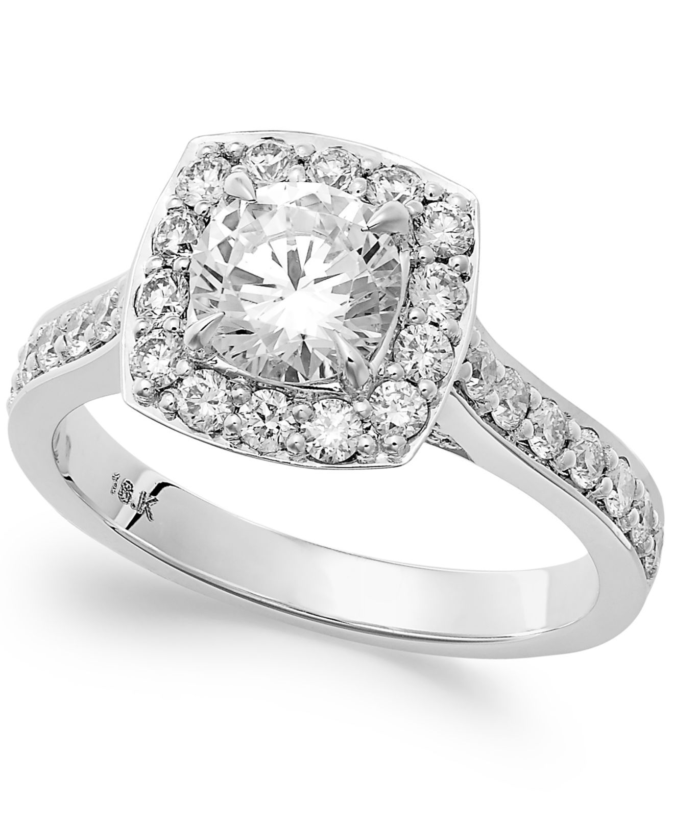 Macy s 18K White Gold Certified Diamond Halo Engagement Macy s 18K White Gold Certified Diamond Halo Engagement