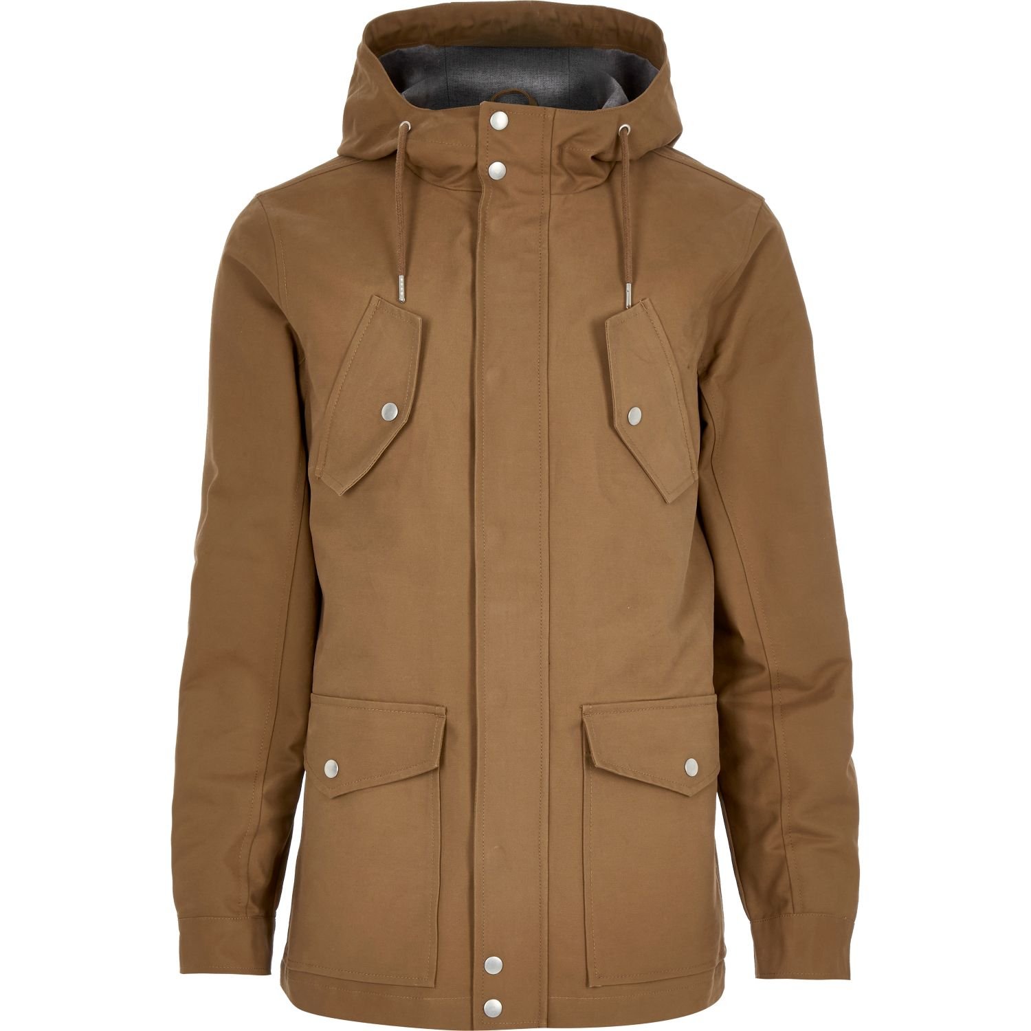 River Island Brown Hooded Casual Jacket in Black for Men (Brown) | Lyst