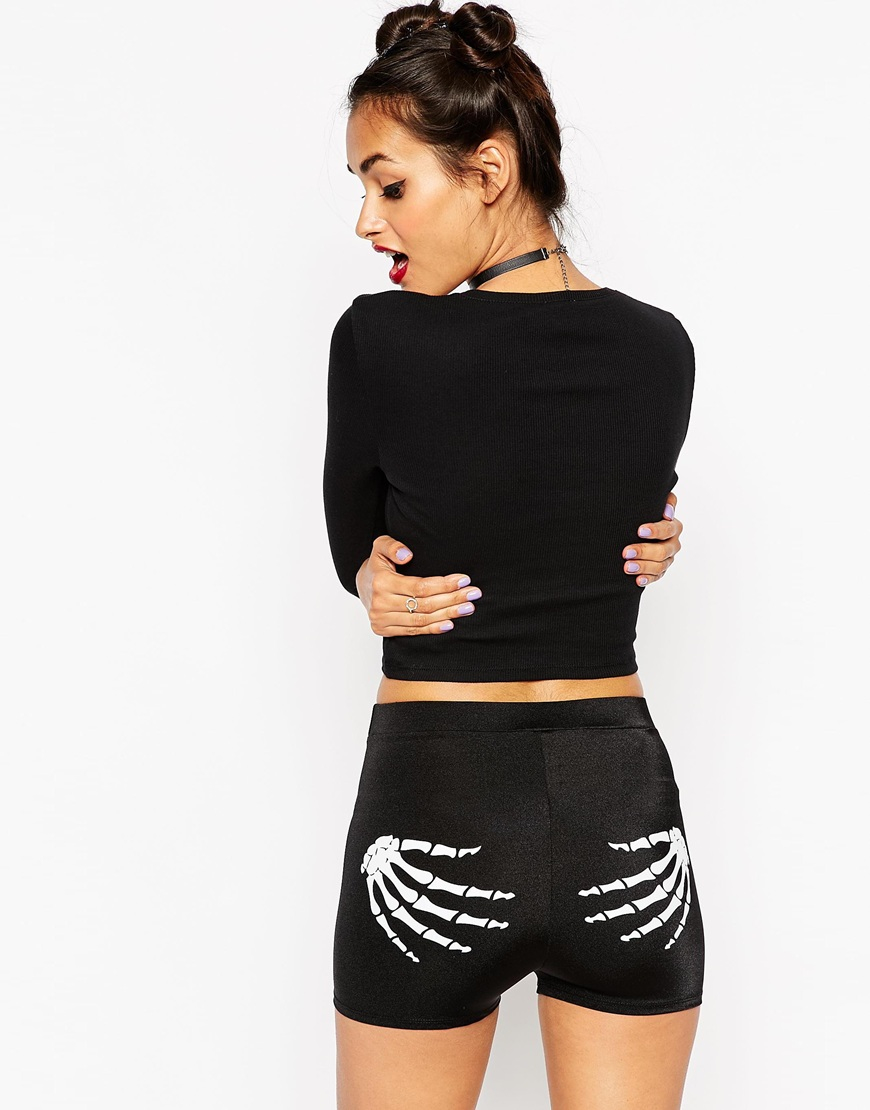 ASOS Halloween Shorts With Skeleton Hands in Black Lyst
