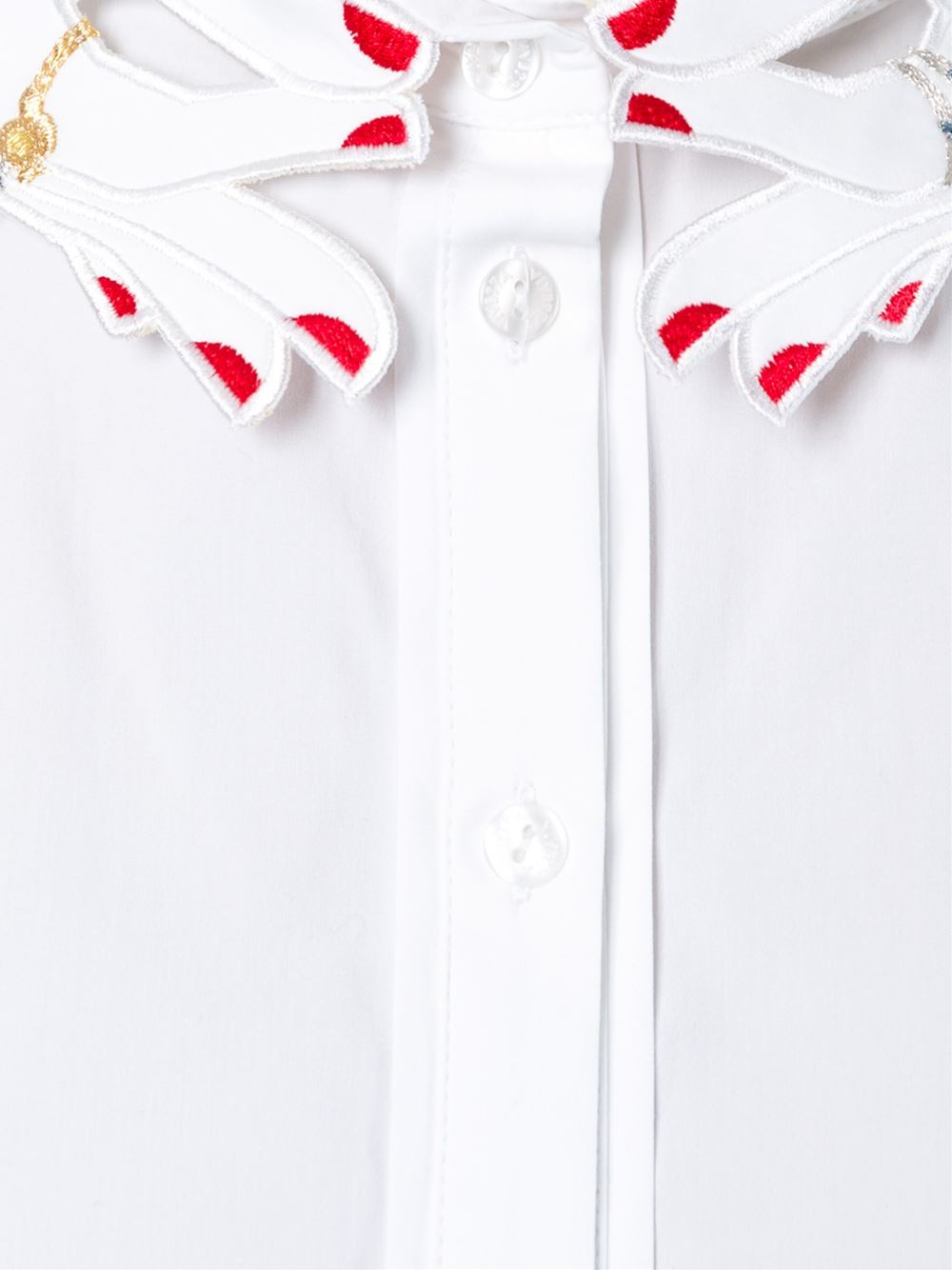 Vivetta 'hands' Embroidered Collar Shirt in White | Lyst