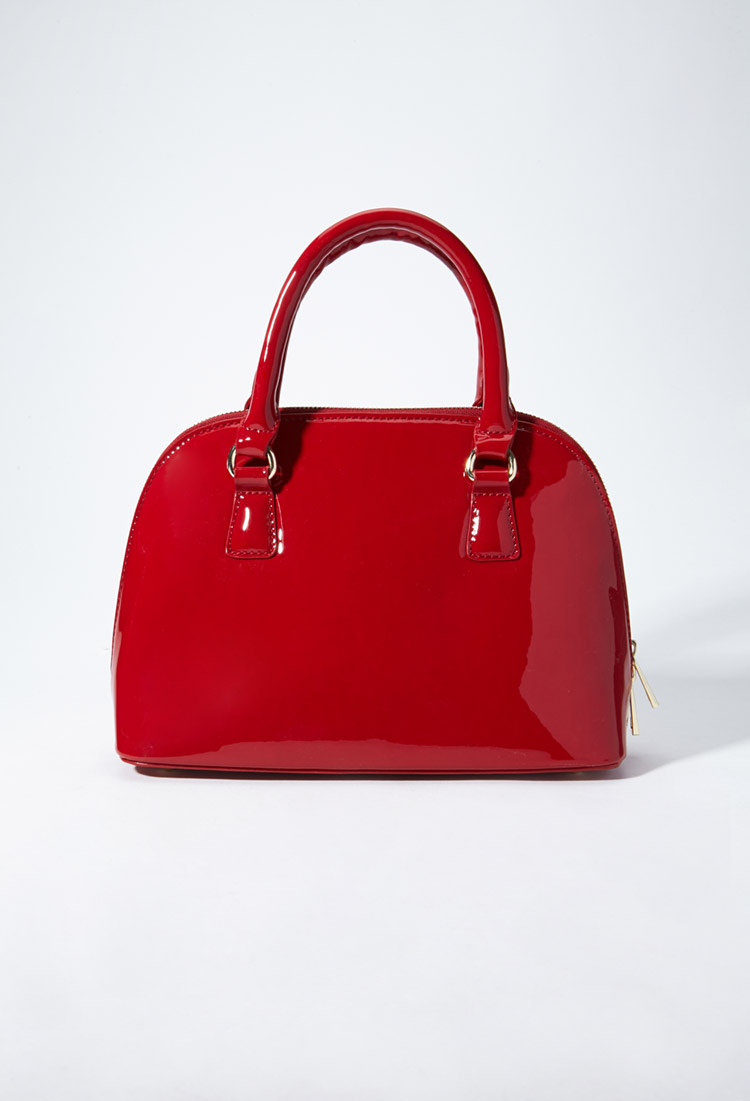 Forever 21 Faux Patent Leather Bowler Bag in Red Lyst