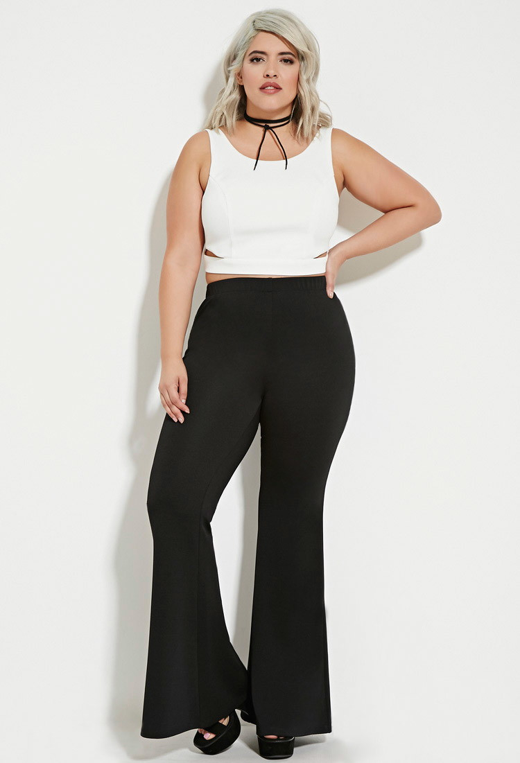 black plus size flare pants