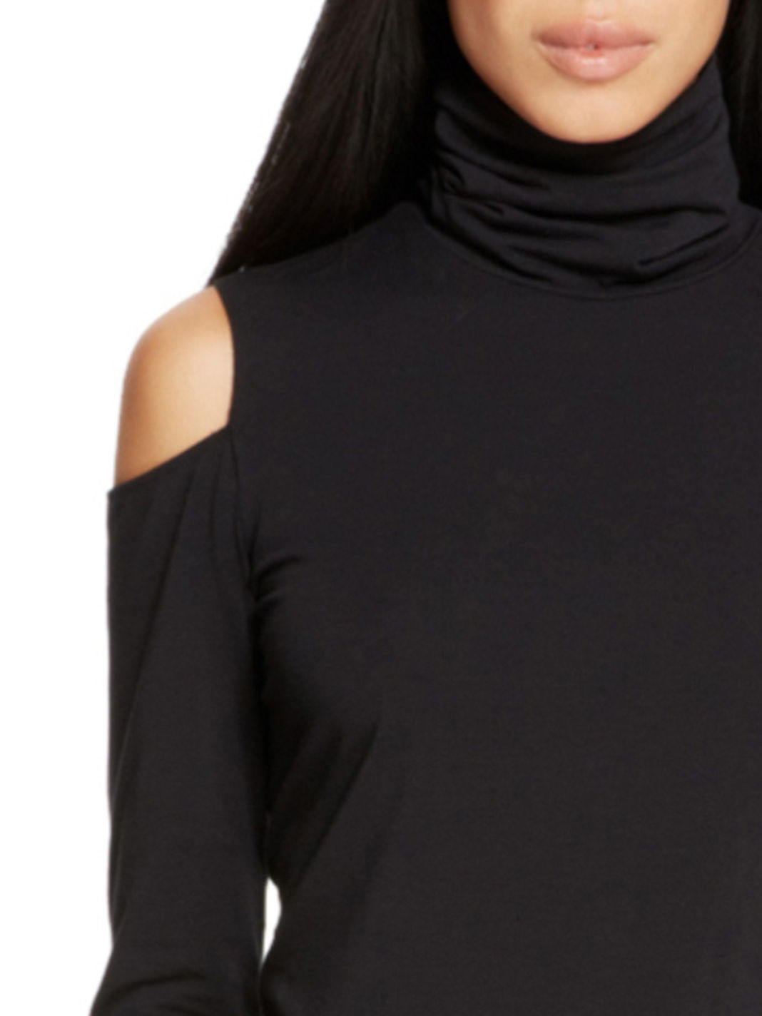 black fitted turtleneck top