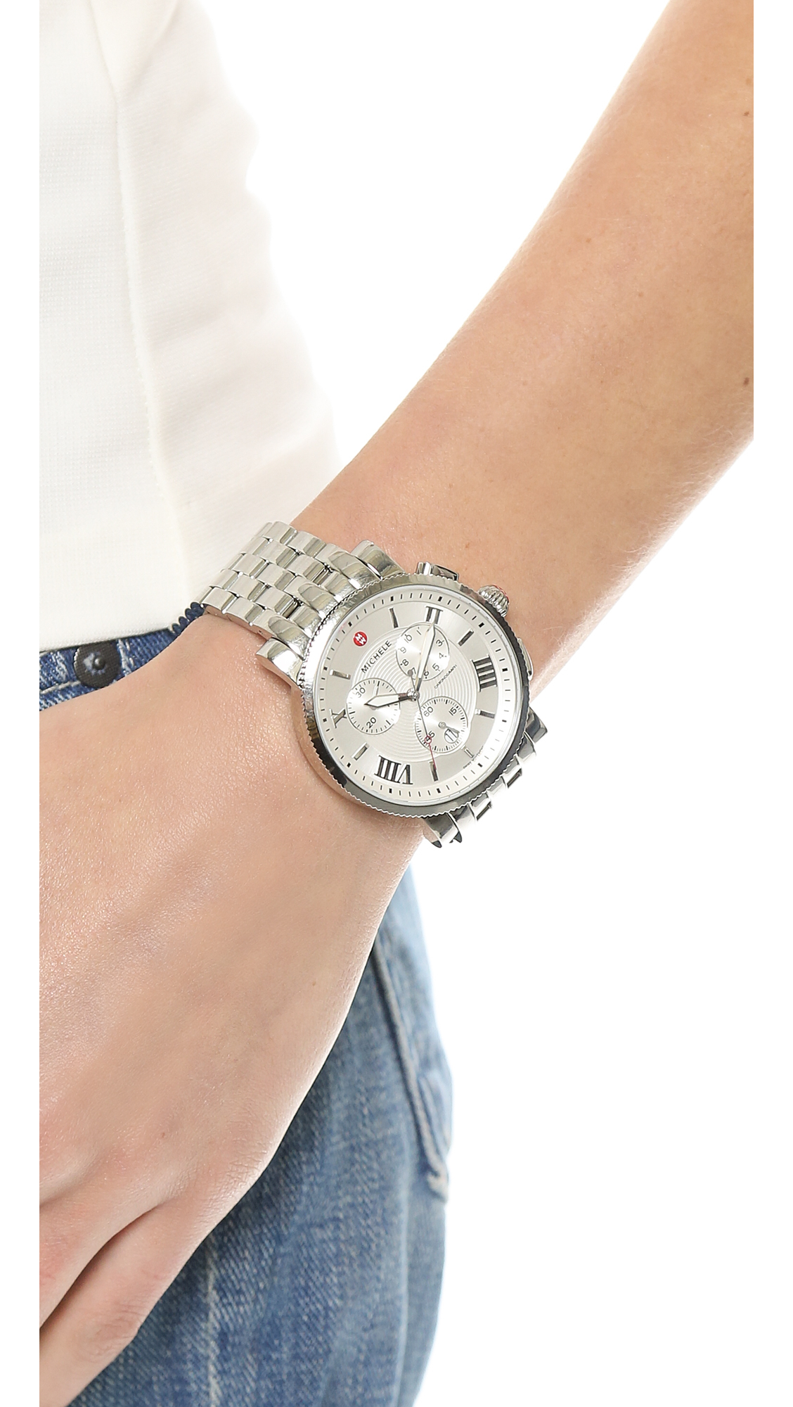michele women's sport sail bracelet watch 38mm