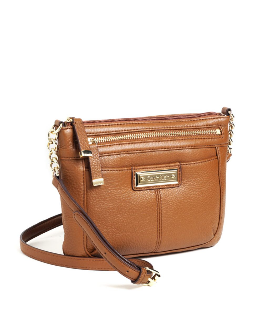 Calvin klein Key Item Leather Crossbody Bag in Brown (luggage) Lyst