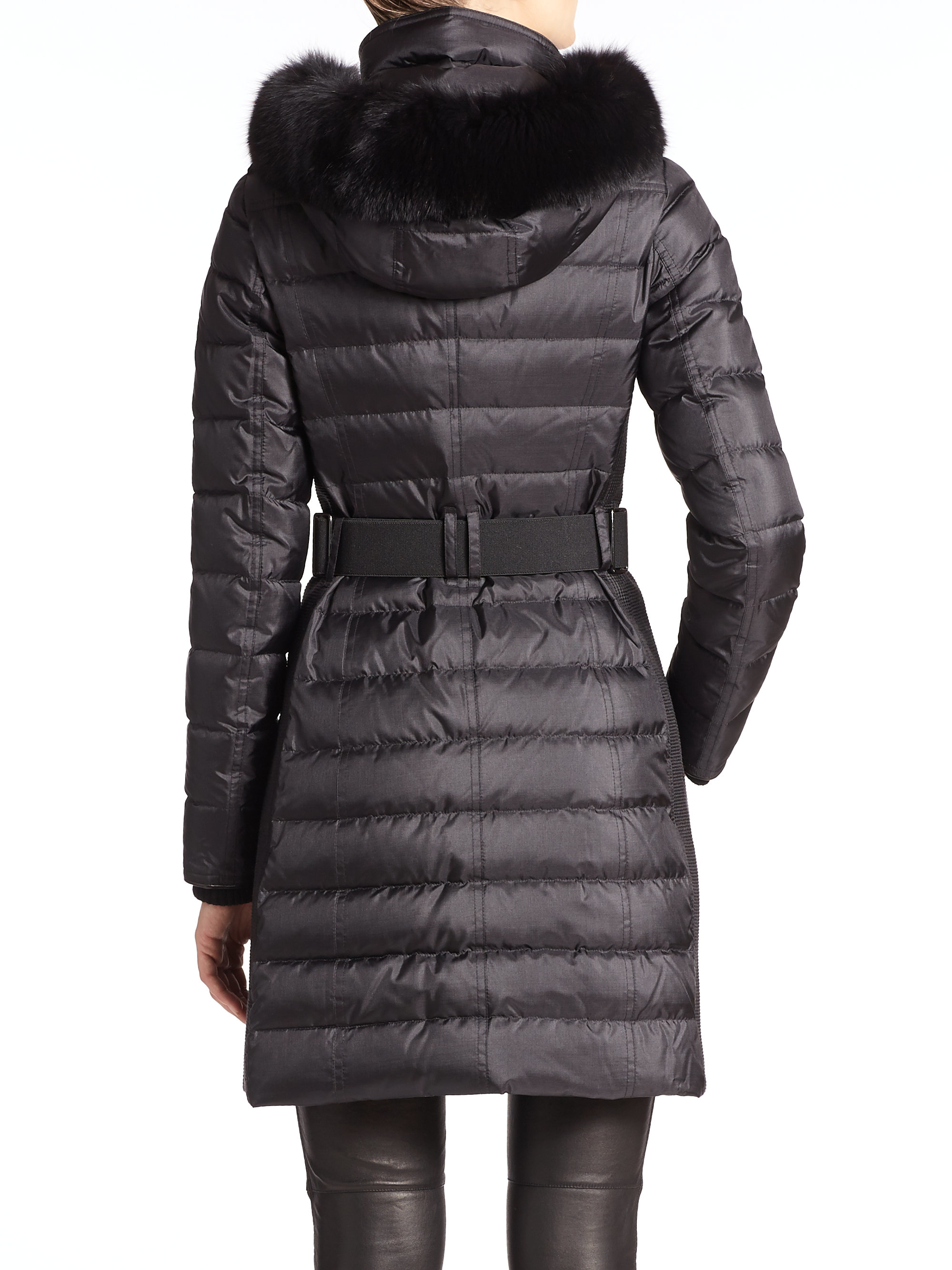 burberry fur trim puffer coat
