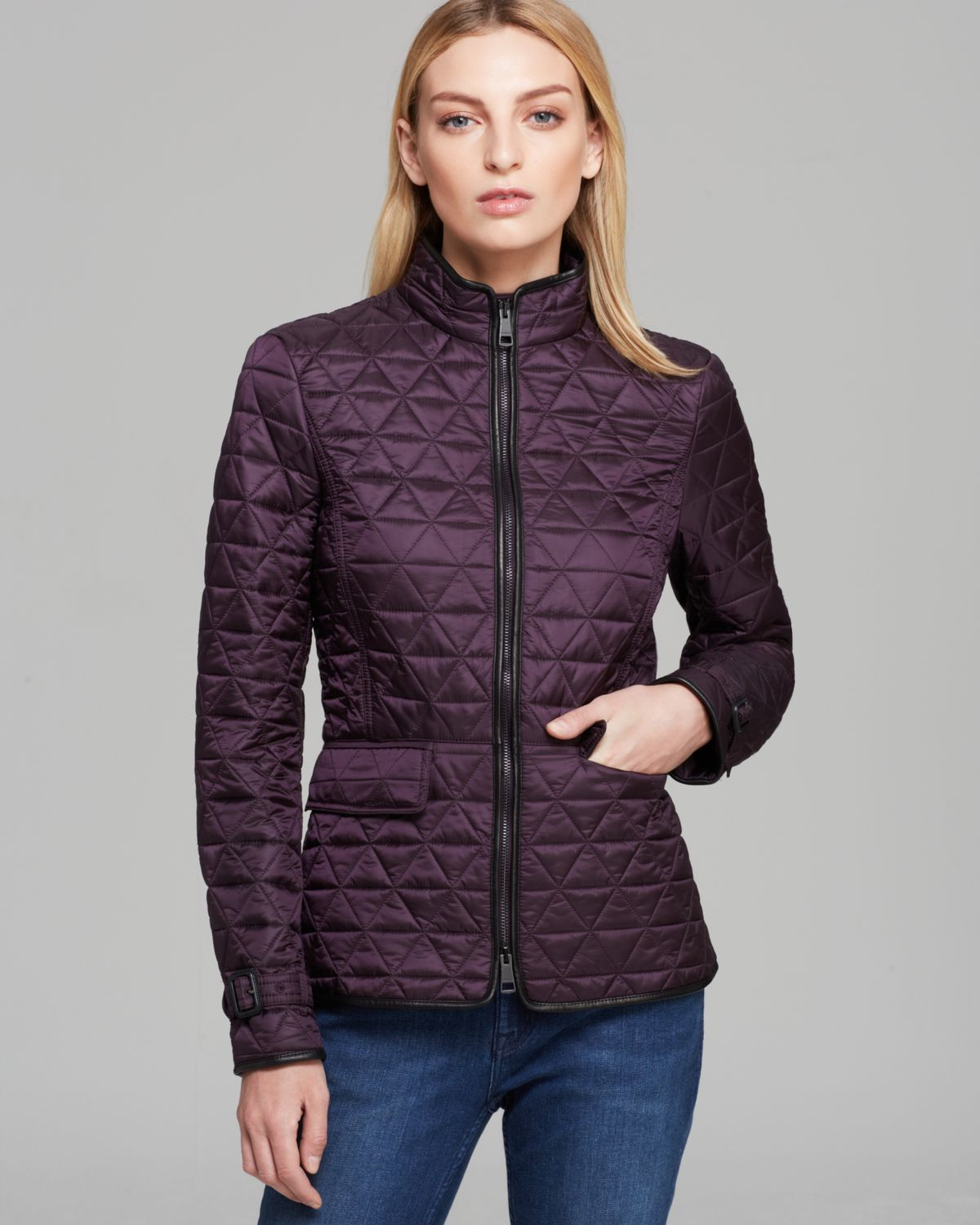 Burberry Brit Laycroft Quilted Jacket in Purple - Lyst