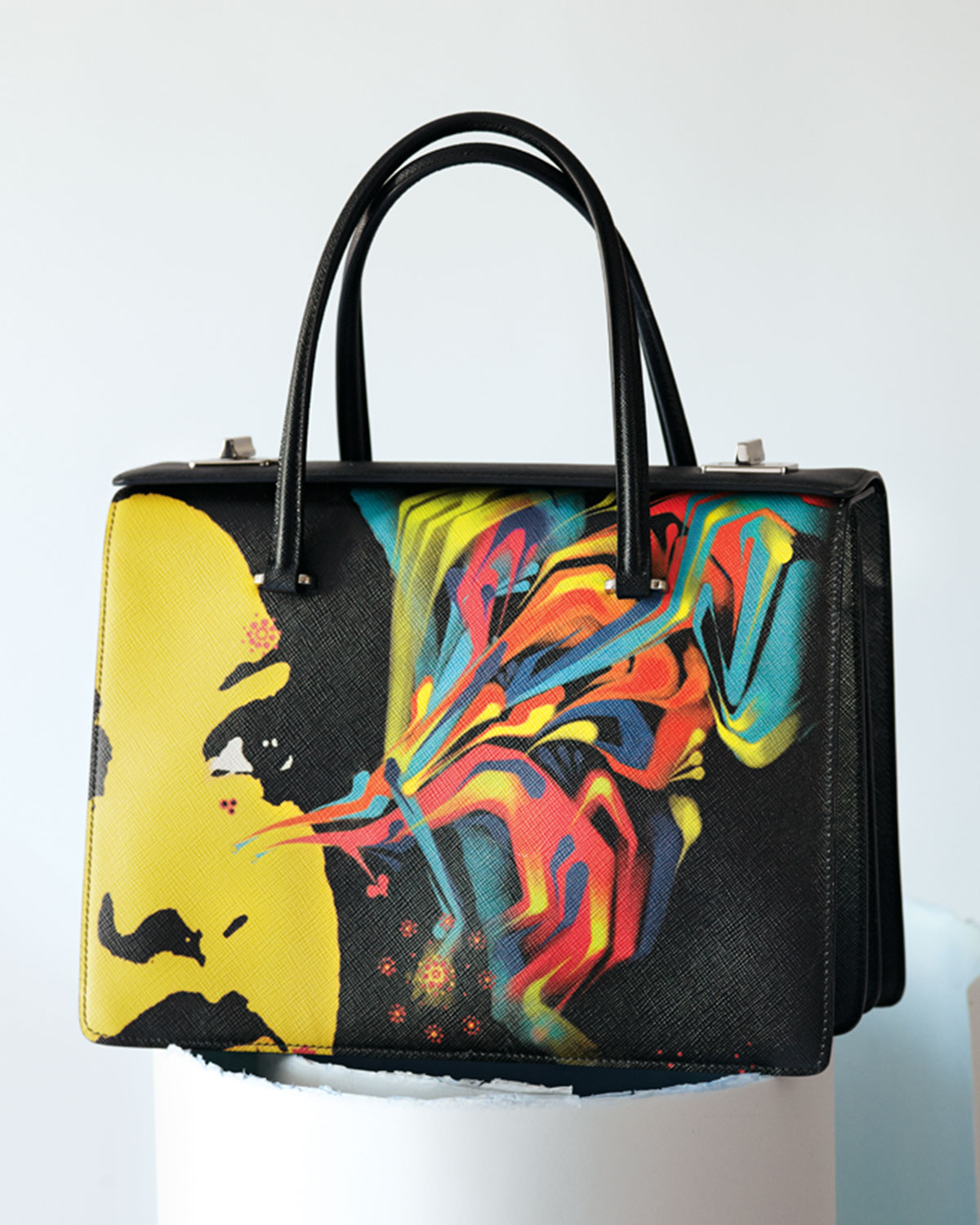 Lyst Prada Saffiano Graffiti Print Satchel Bag Gallery