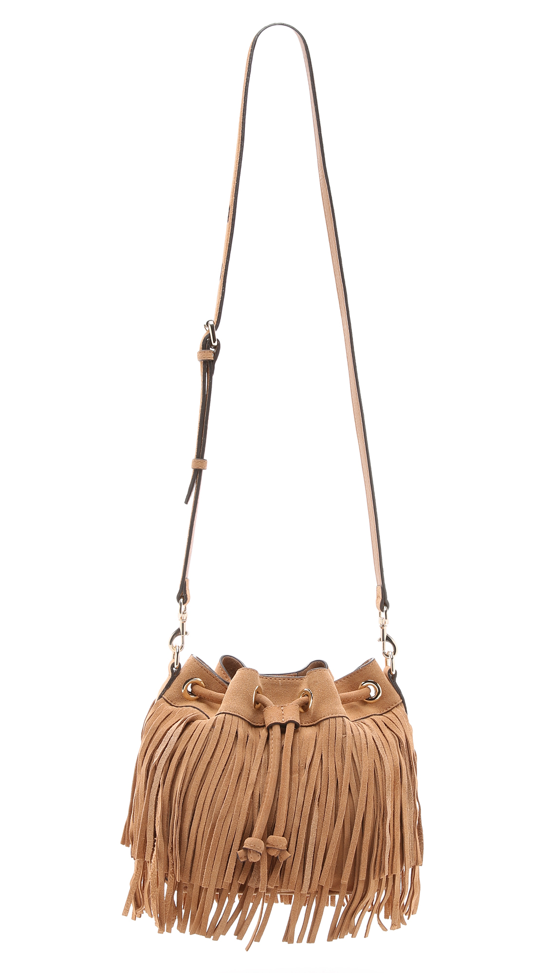 Rebecca Minkoff Fringe Mini Fiona Bucket Bag Cuoio in Natural Lyst