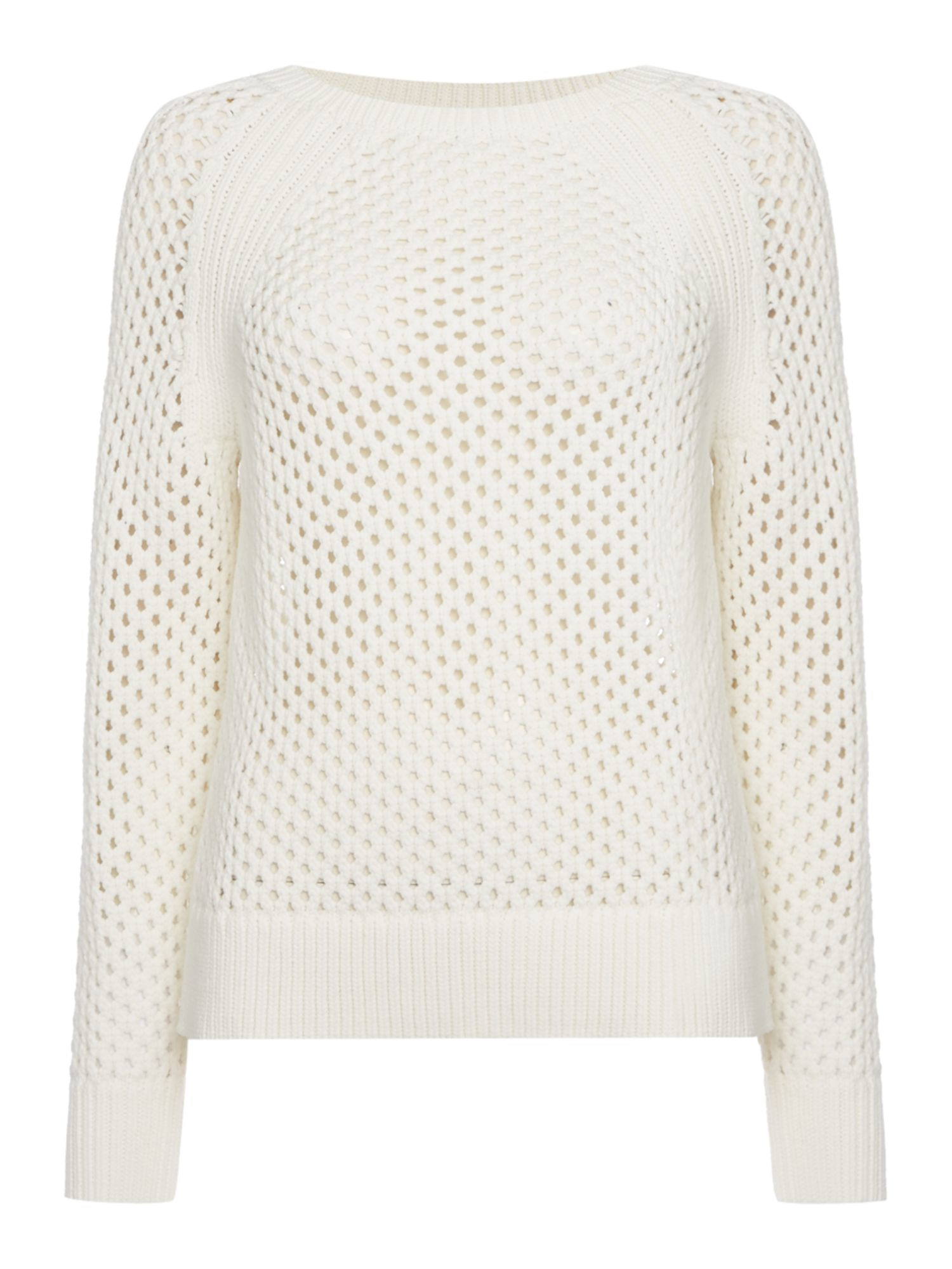 Michael kors Long Sleeve Mesh Knit Sweater in White Lyst