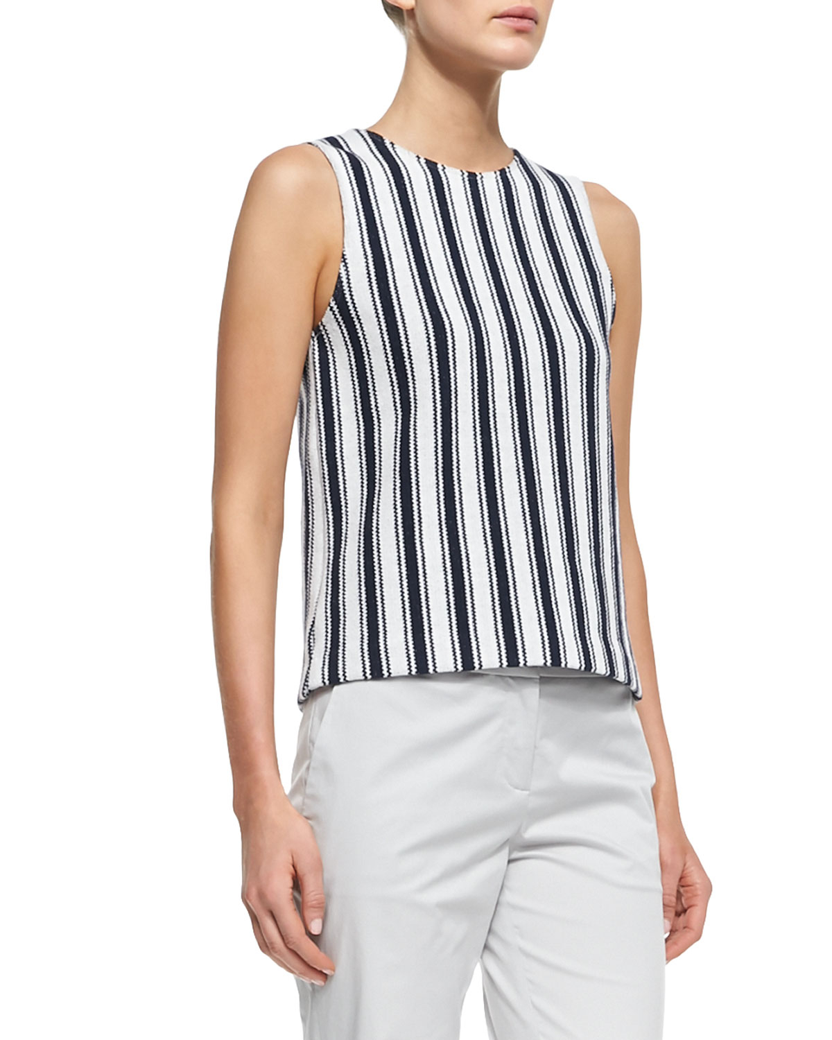 Striped Crew Neck Cap Sleeve Midi Sweater Dress