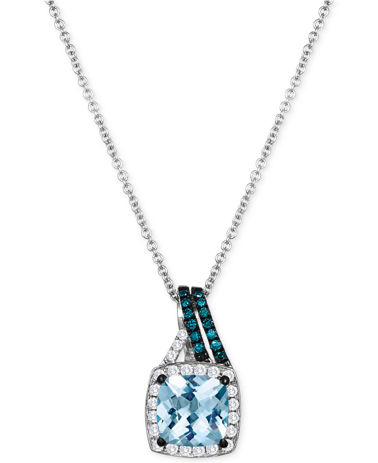 Le vian Aquamarine (11/4 Ct. T.w.) And Diamond (1/5 Ct. T.w.) Pendant Necklace In 14k White