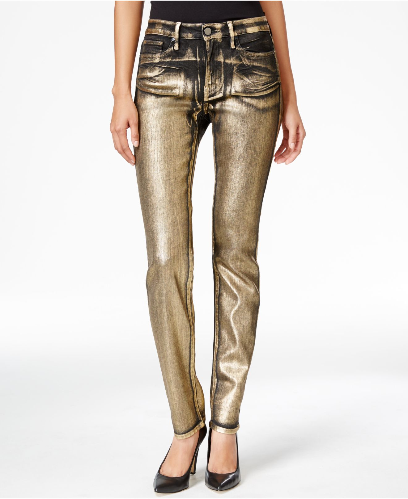 Calvin Klein Ultimate Gold Metallic Skinny Jeans | Lyst