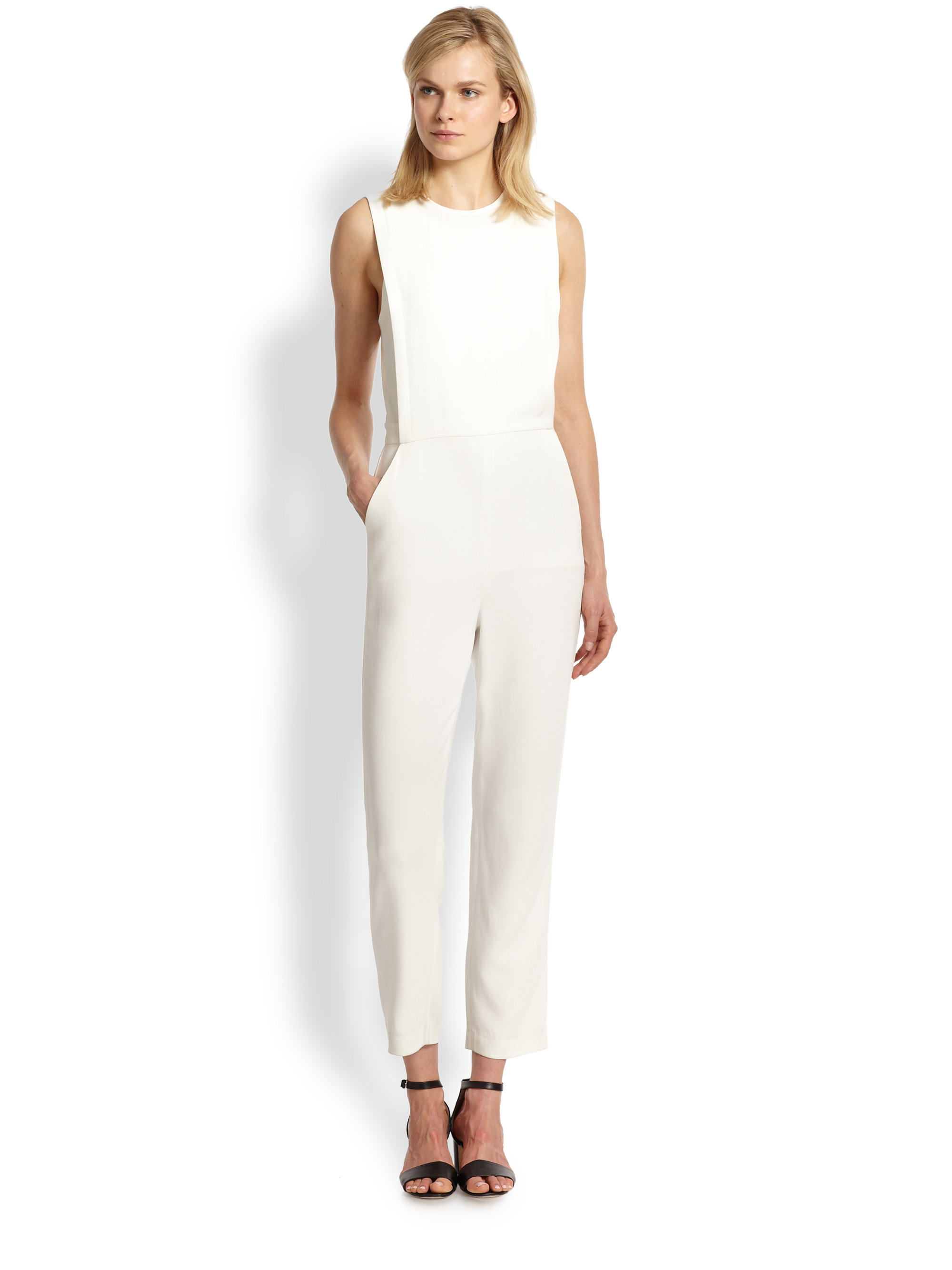Theory Spiaggia Paneled Jumpsuit in White - Lyst