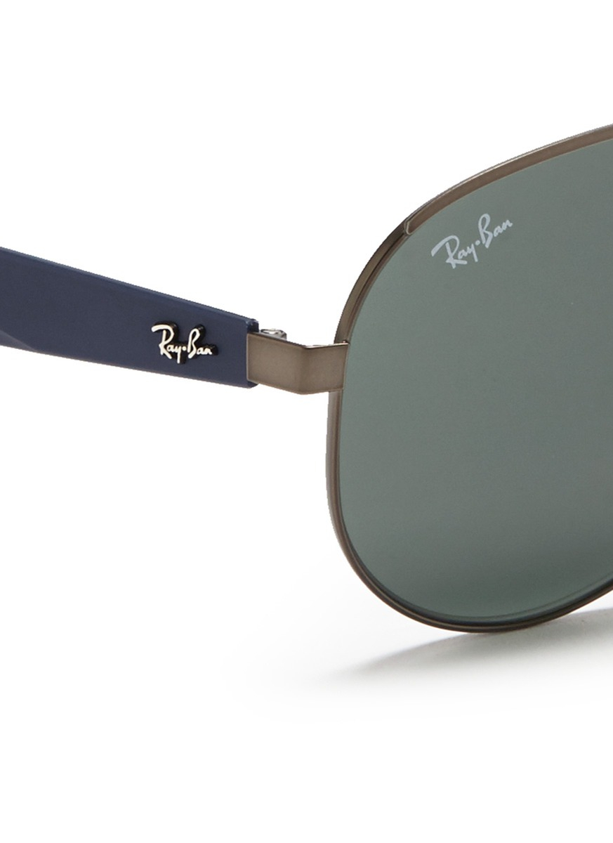 Lyst Ray Ban Titanium Frame Plastic Temple Aviator Sunglasses In Gray 
