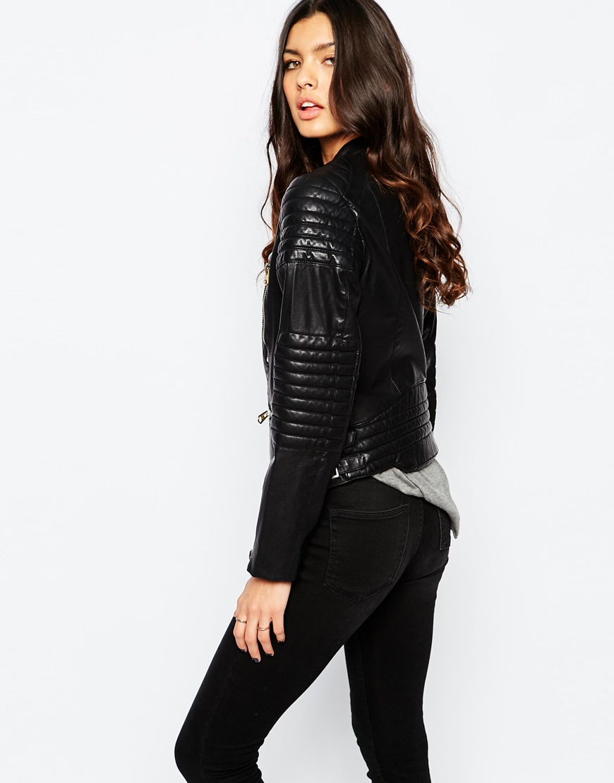 Lyst G Star Raw Be Chopper Leather Look Biker Jacket With Zips Gallery
