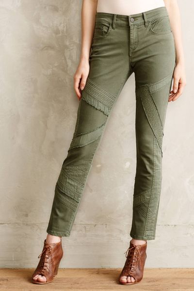 Pilcro Stet Sateen-Stripe Jeans in Green (Sage Leaf) | Lyst