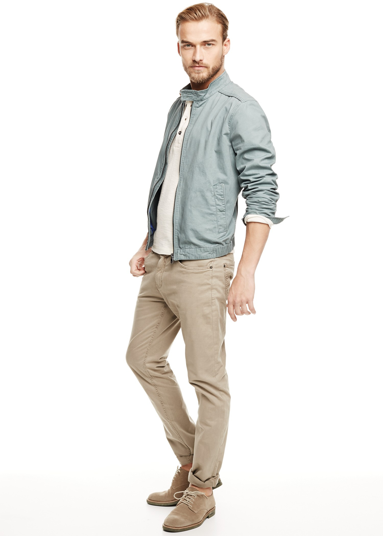 Mango Washed Cotton Jacket in Green for Men (Green Tea) Lyst