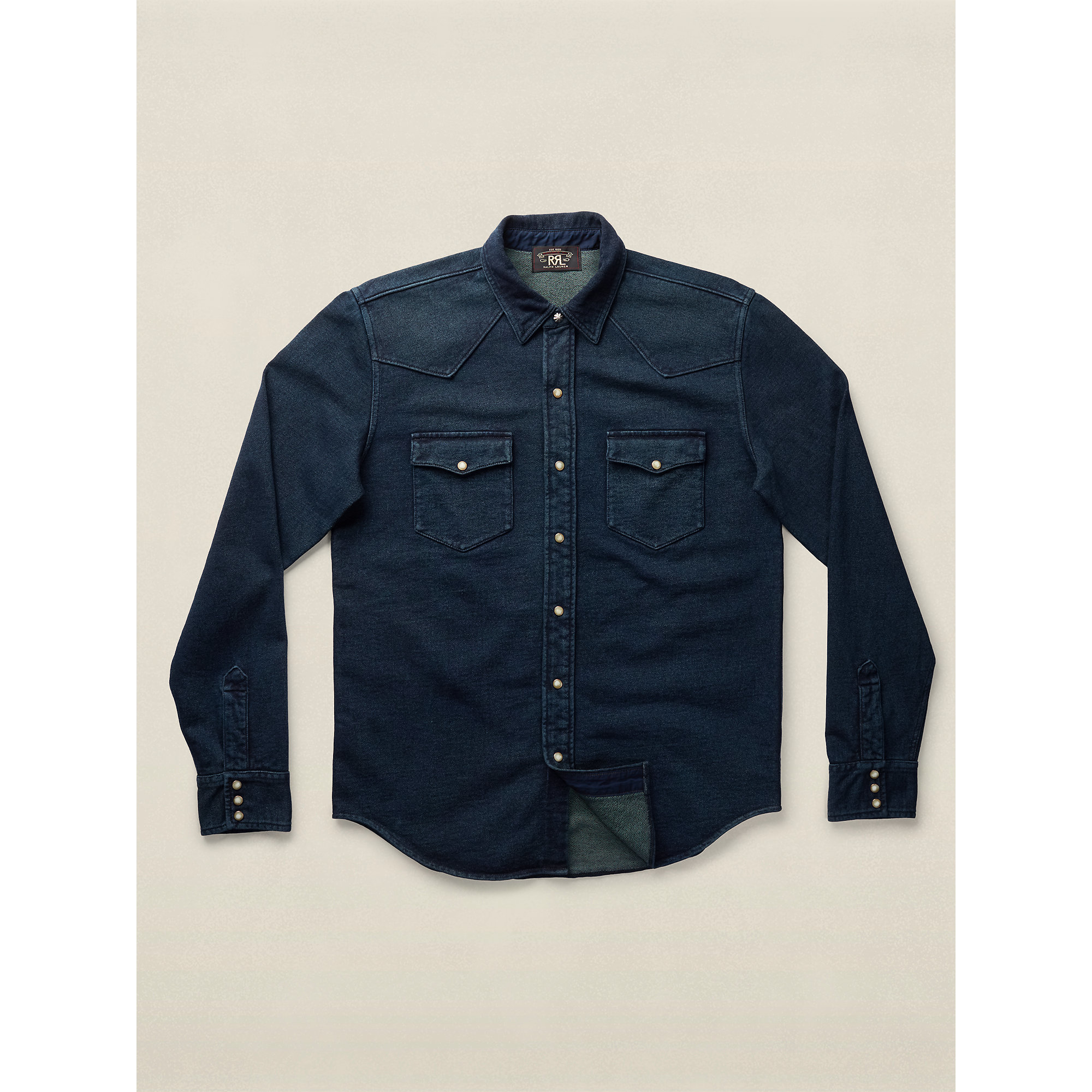 RRL Cotton Terry Western Shirt in Dark Blue Indigo (Blue) for Men - Lyst