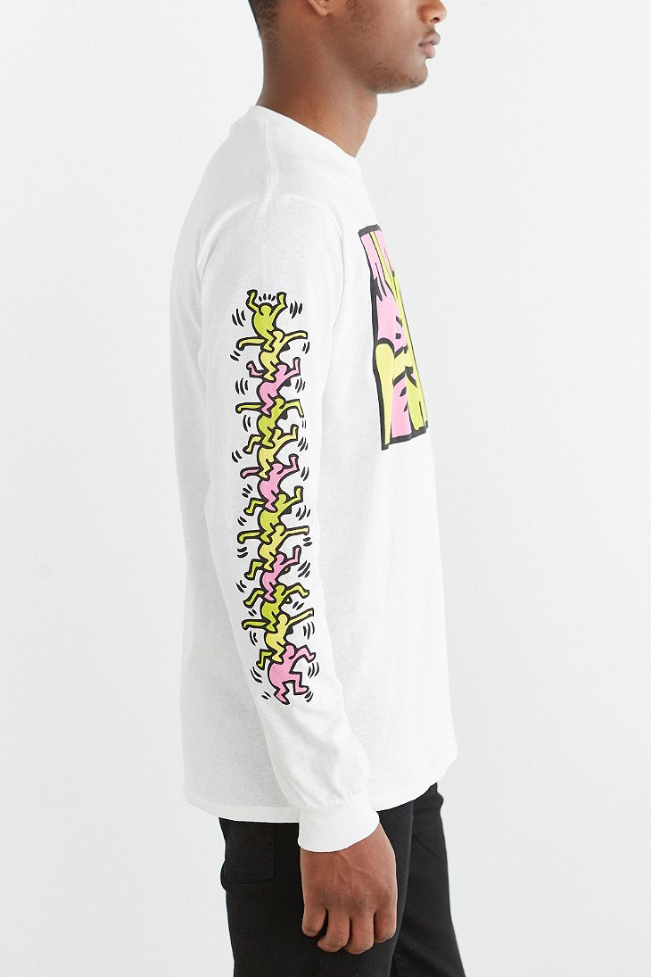 Junk Food Keith Haring Holes Long-sleeve Tee in White for Men | Lyst