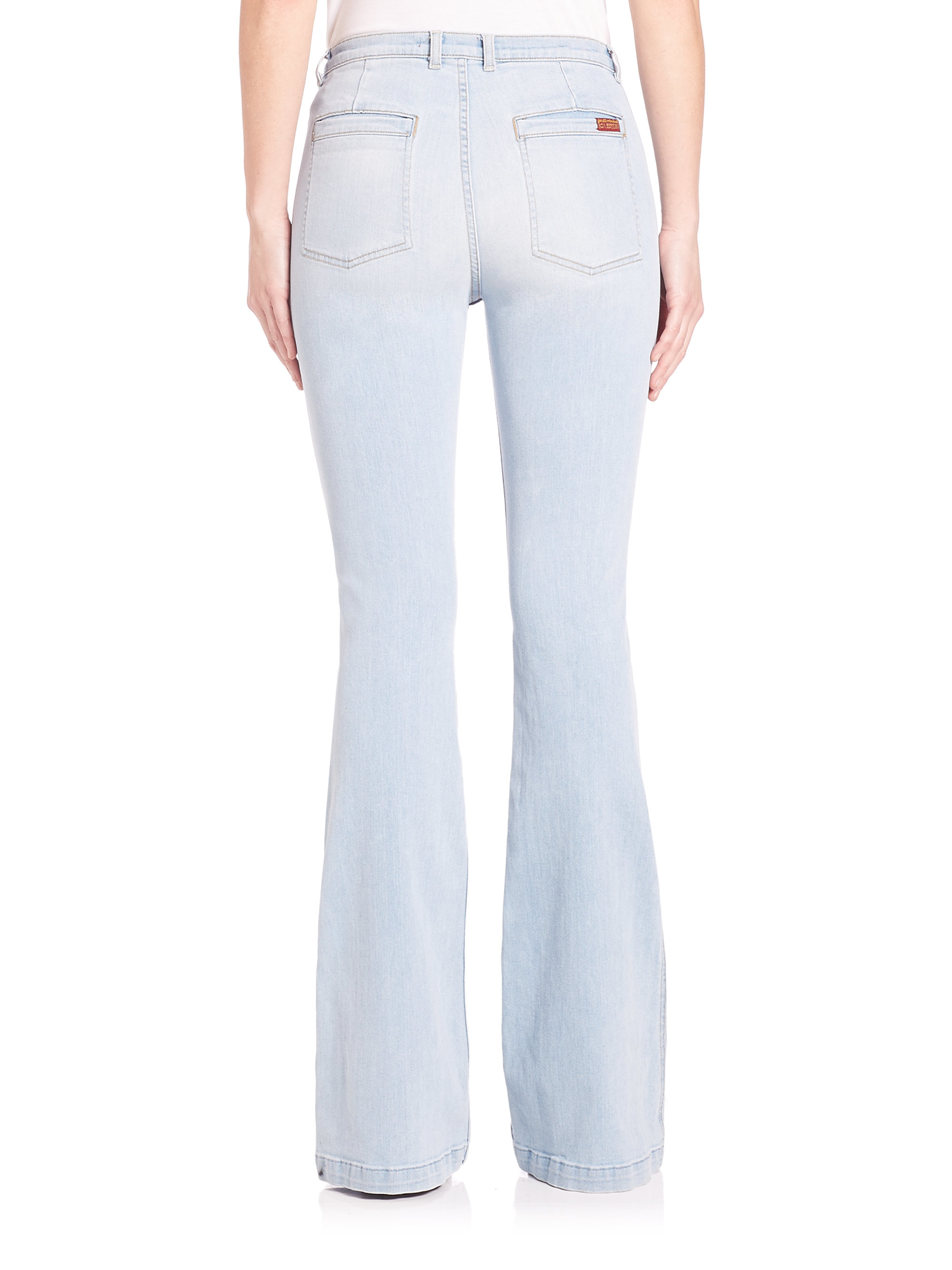 7 For All Mankind Denim Light Wash Vintage Flare Jeans in Blue