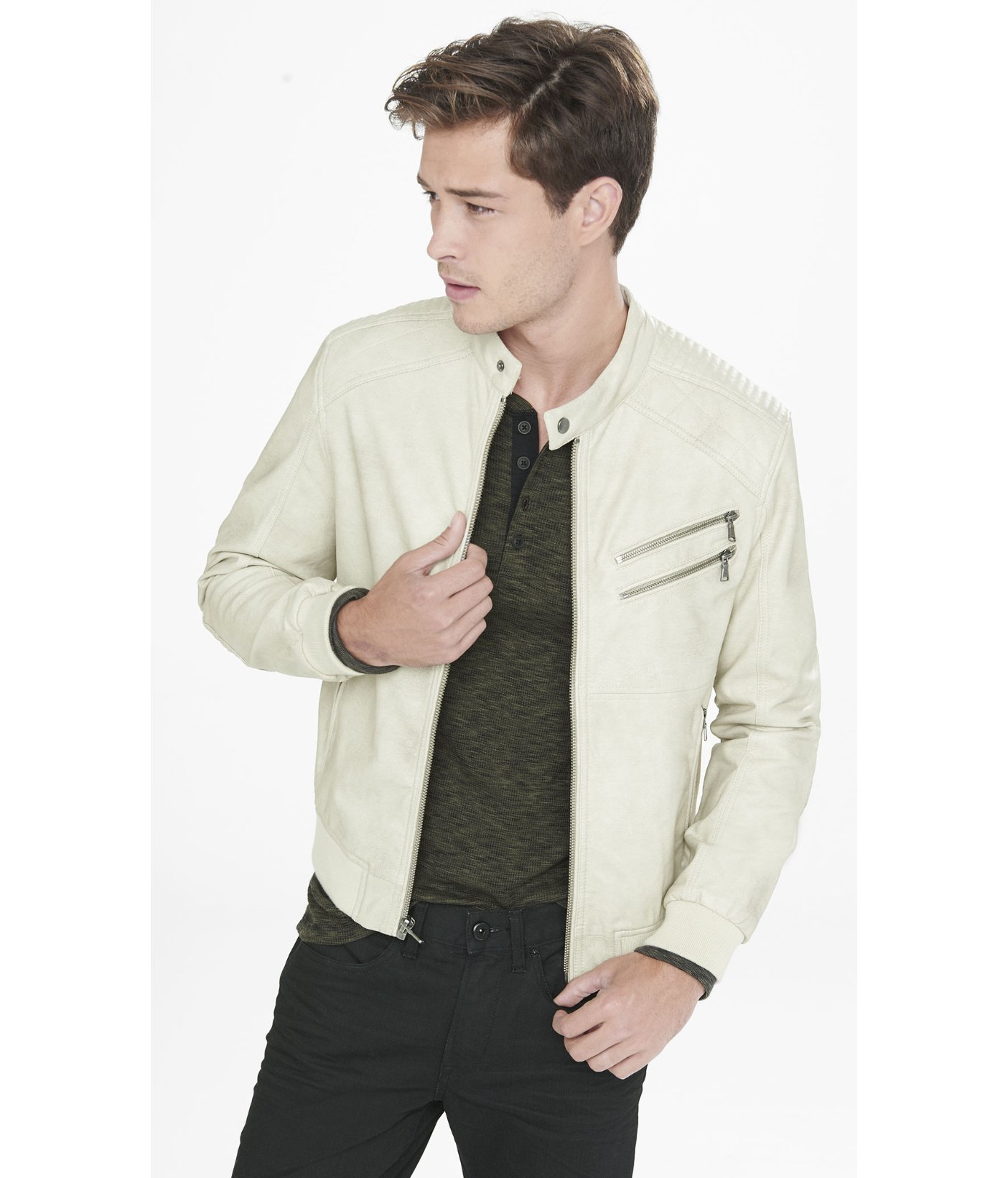 express white leather jacket