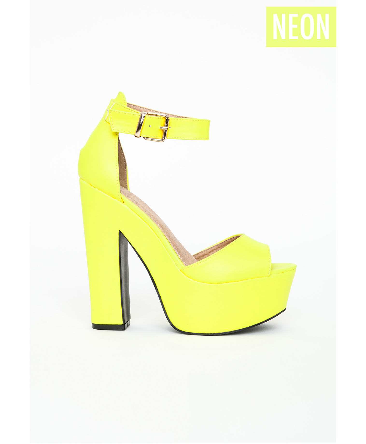 yellow thick heel shoes