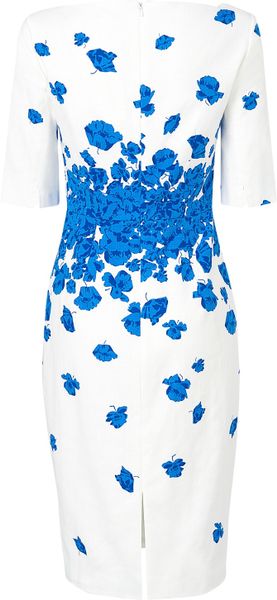 L.k.bennett Lasa Poppy Dress in White (Snorkel Blue) | Lyst
